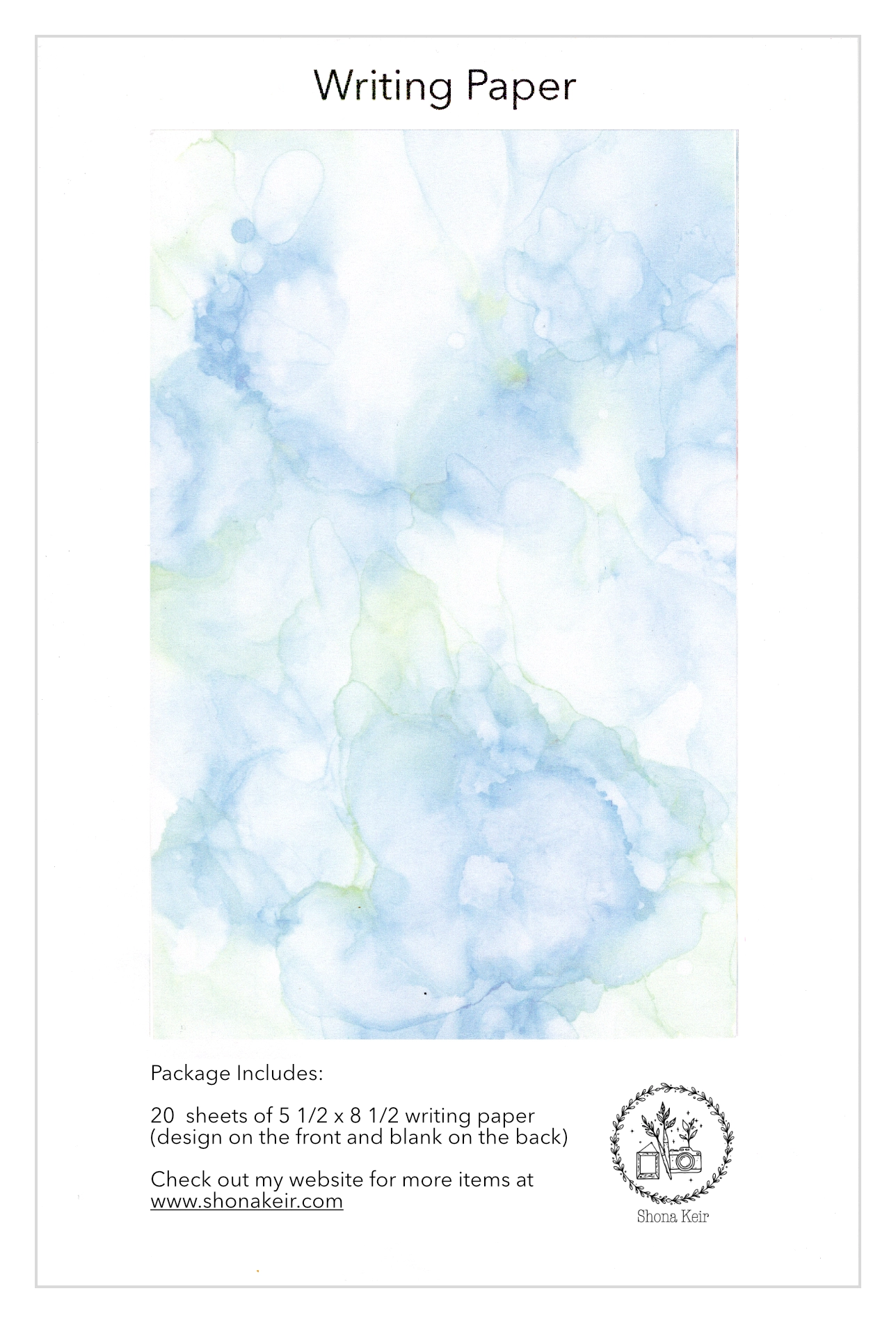 Alcohol Ink Writing Paper - Painting #25 (20 pack of sheets)