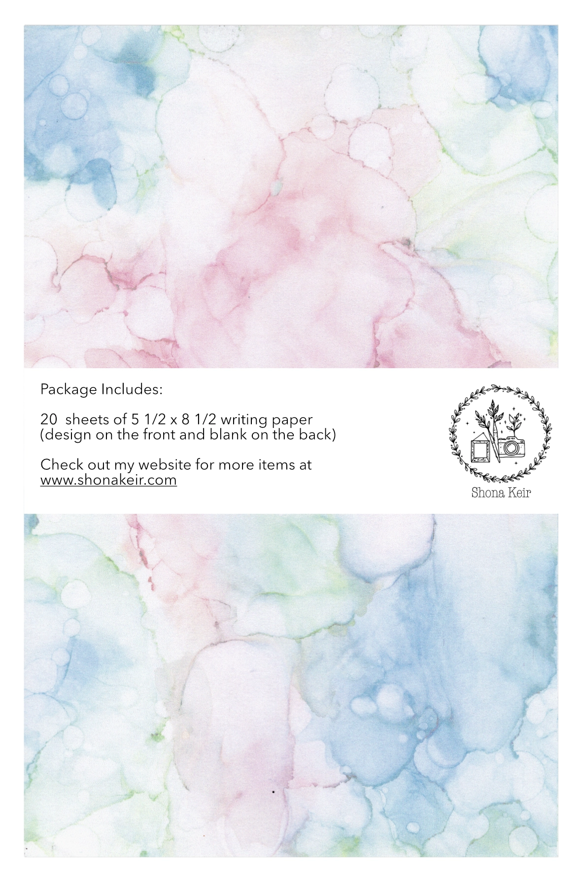 Alcohol Ink Writing Paper Set - Painting #3.2