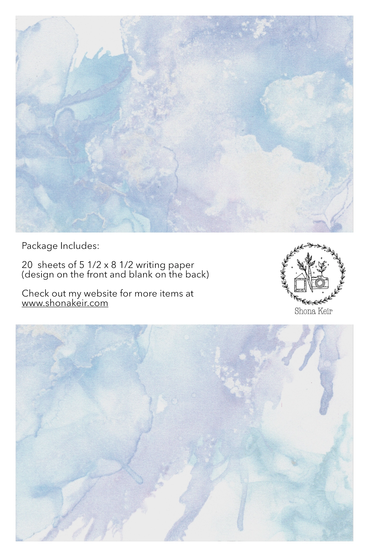 Alcohol Ink Writing Paper - Painting #19 (20 pack of sheets)