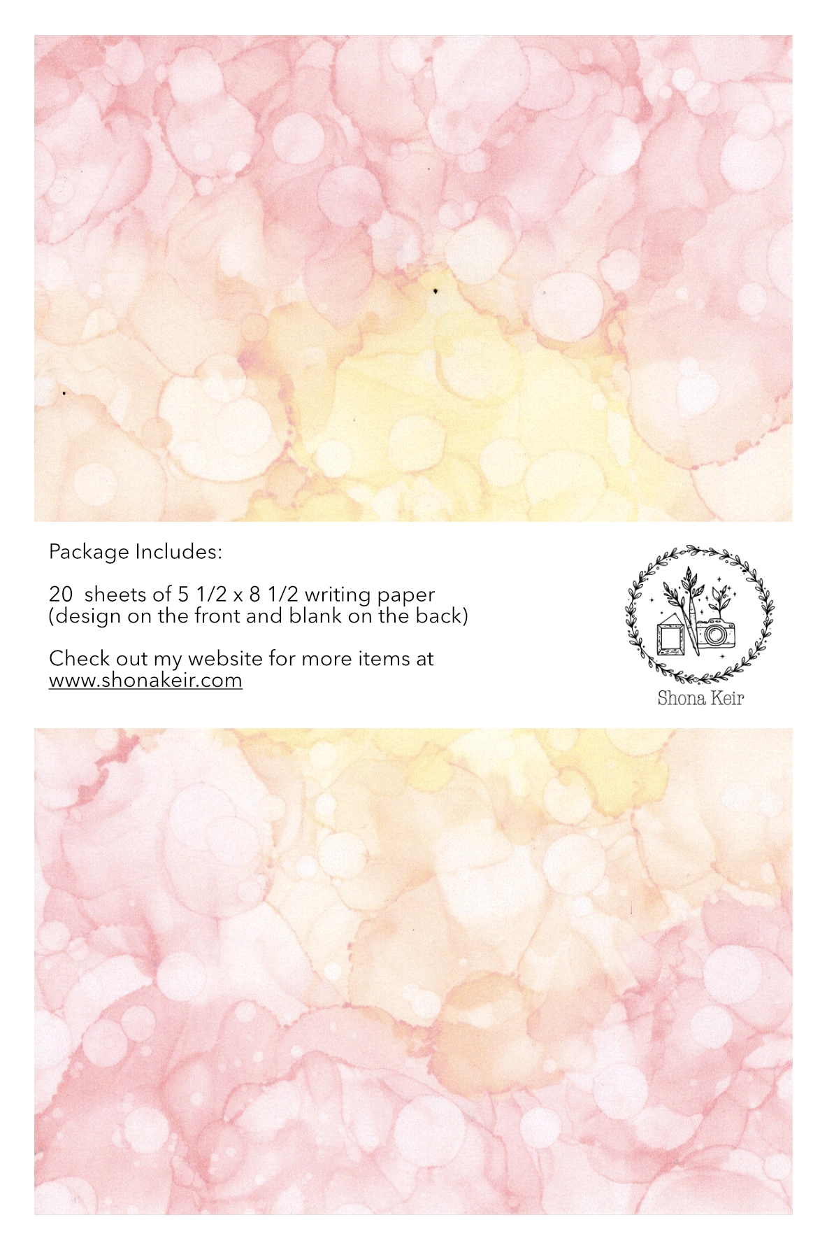 Alcohol Ink Writing Paper - Painting #20 (20 pack of sheets)