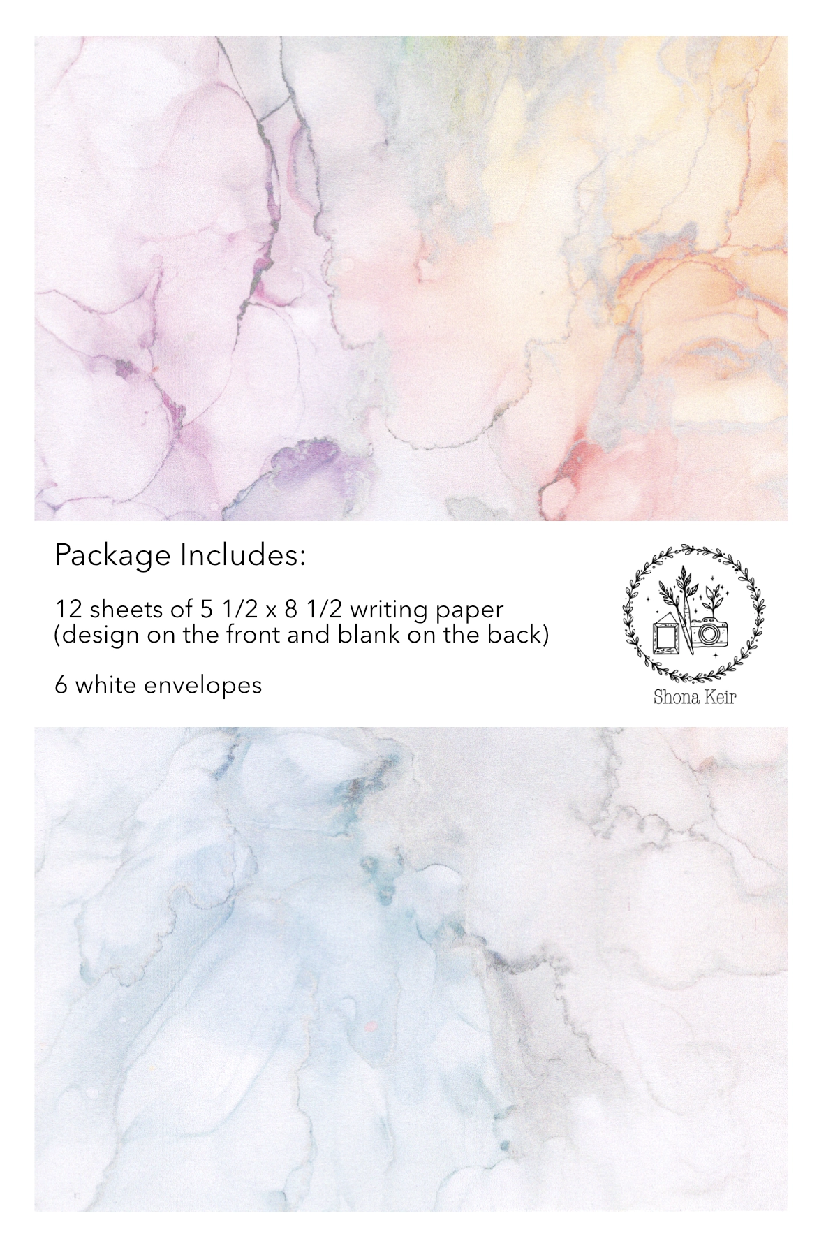 Alcohol Ink Writing Paper Set - Painting #12