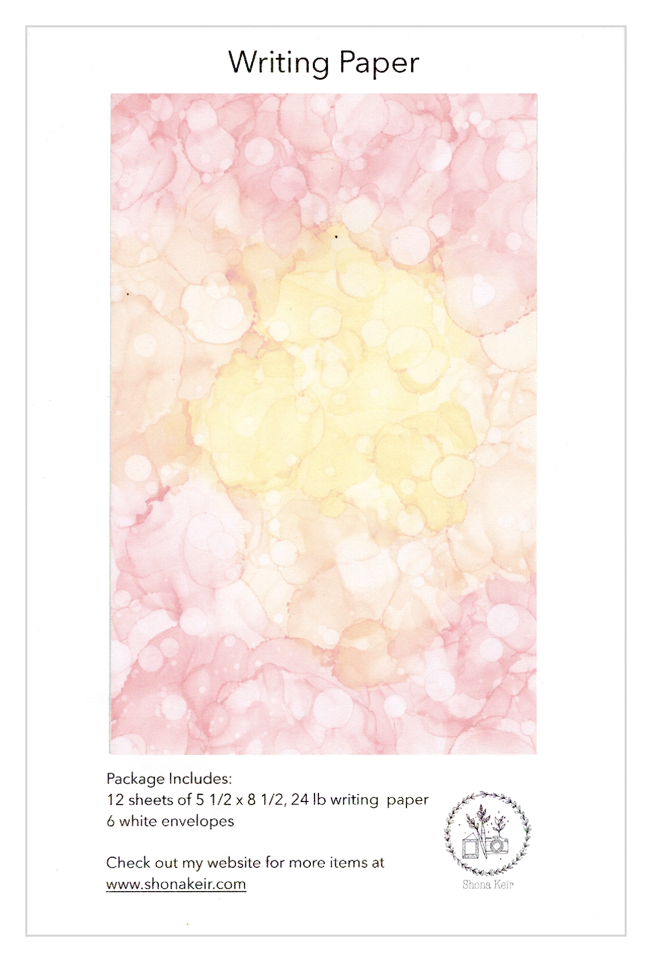 Alcohol Ink Writing Paper Set - Painting #20