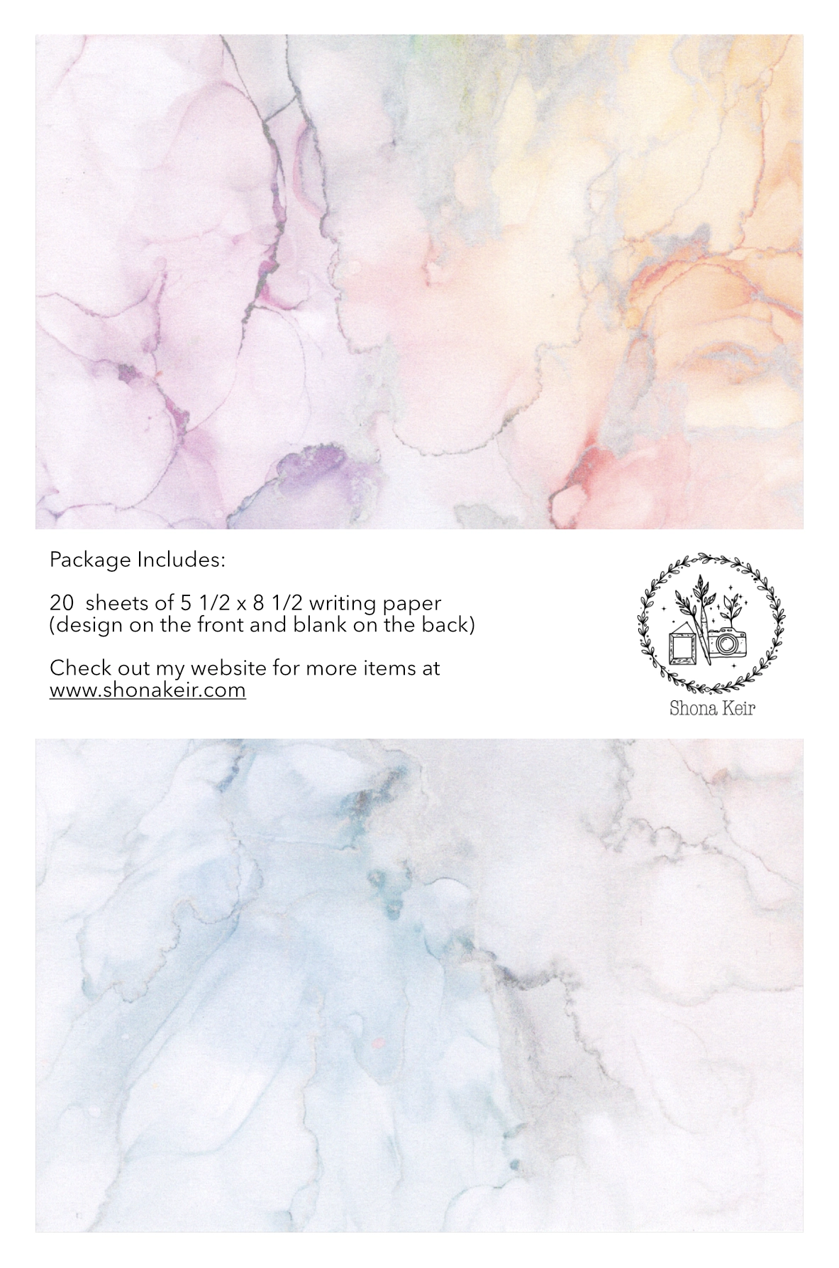 Alcohol Ink Writing Paper - Painting #12 (20 pack of sheets)