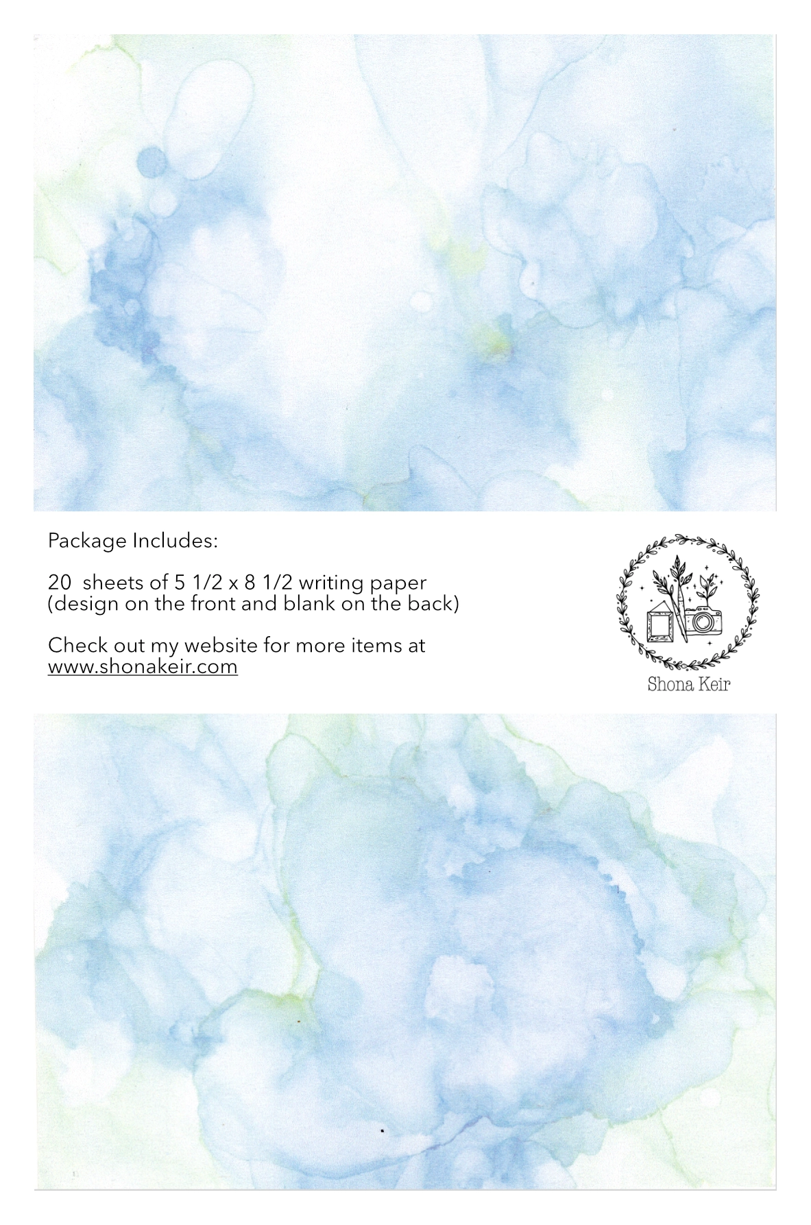 Alcohol Ink Writing Paper - Painting #25 (20 pack of sheets)