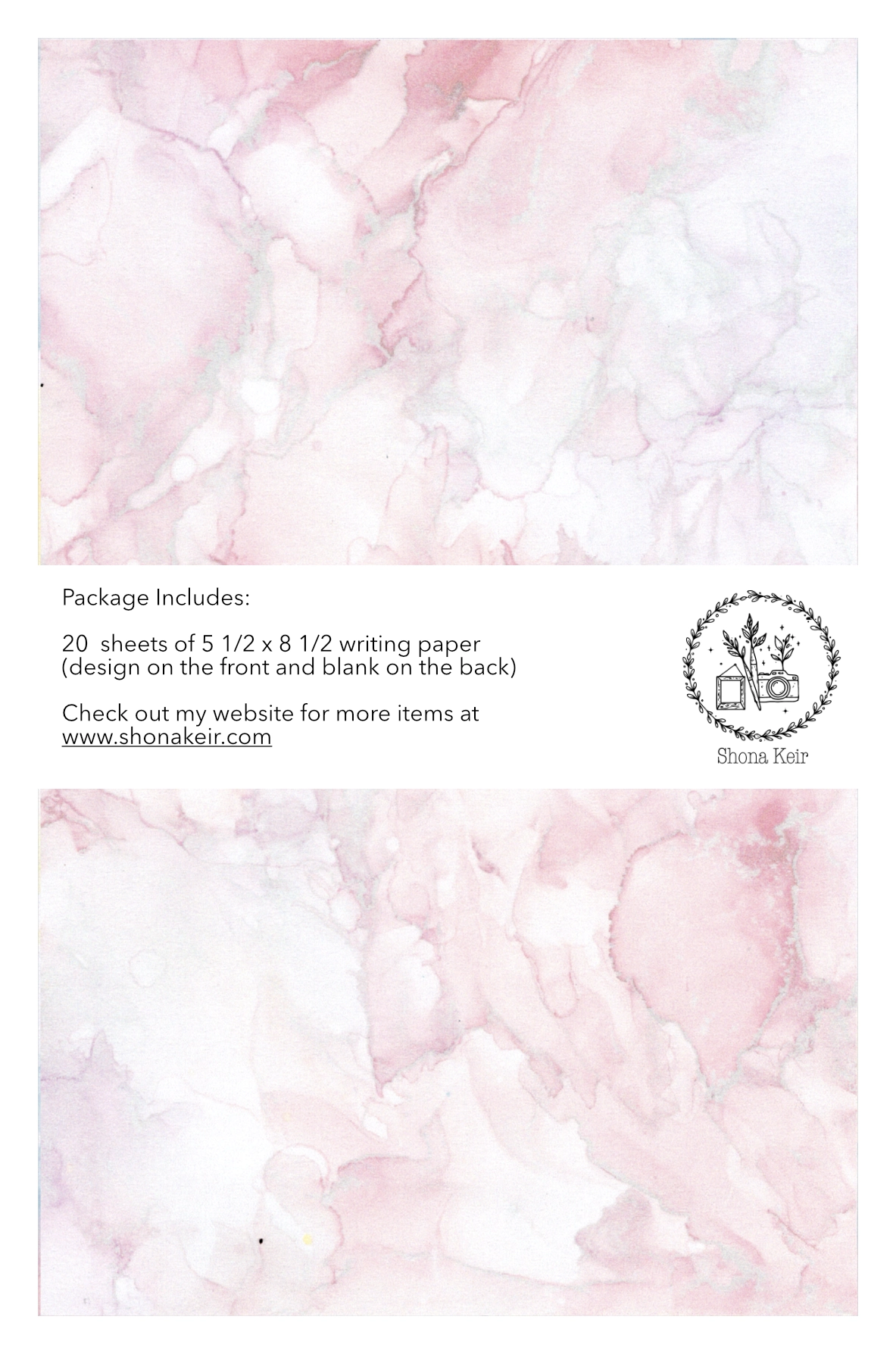 Alcohol Ink Writing Paper - Painting #8 (20 pack of sheets)