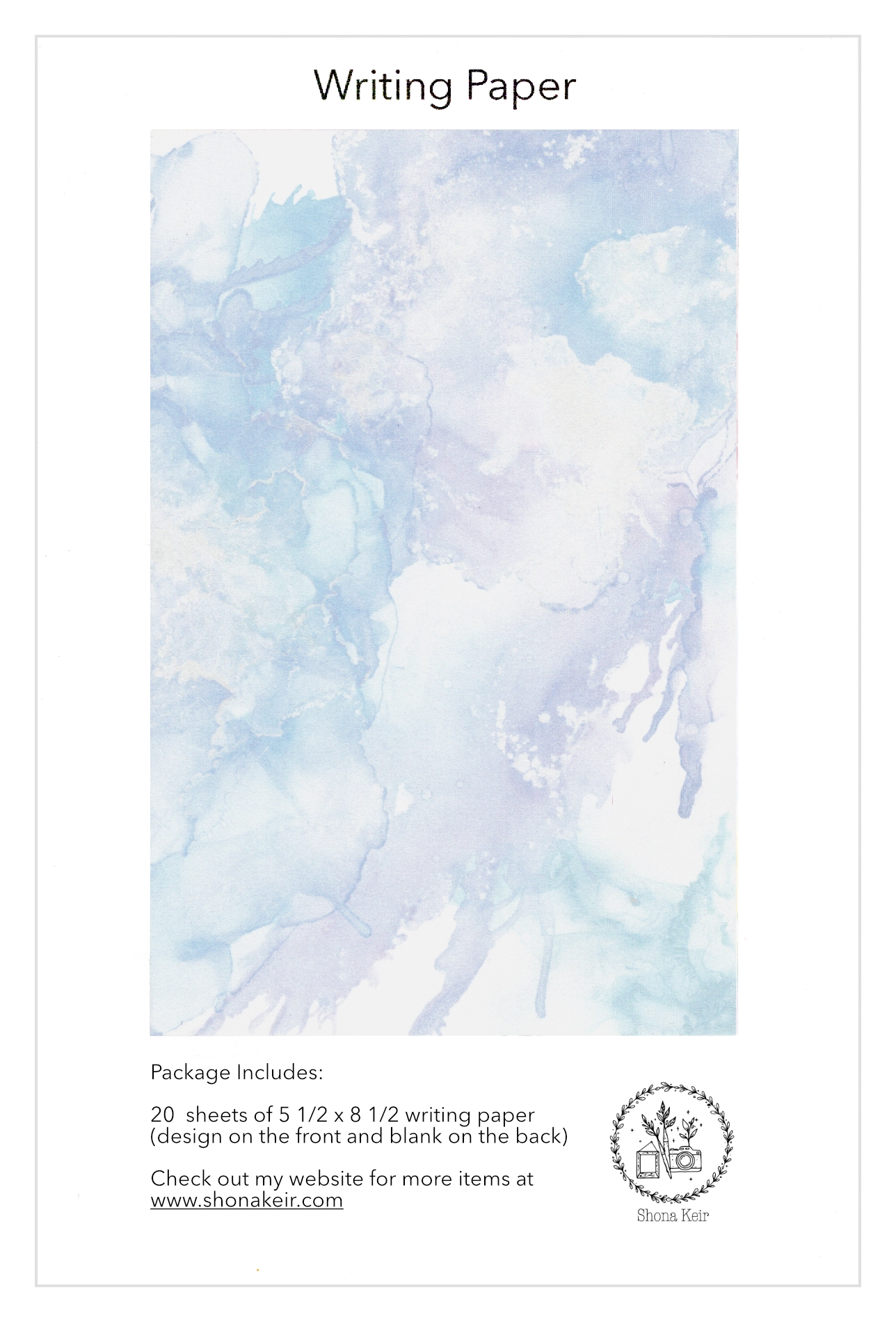 Alcohol Ink Writing Paper - Painting #19 (20 pack of sheets)