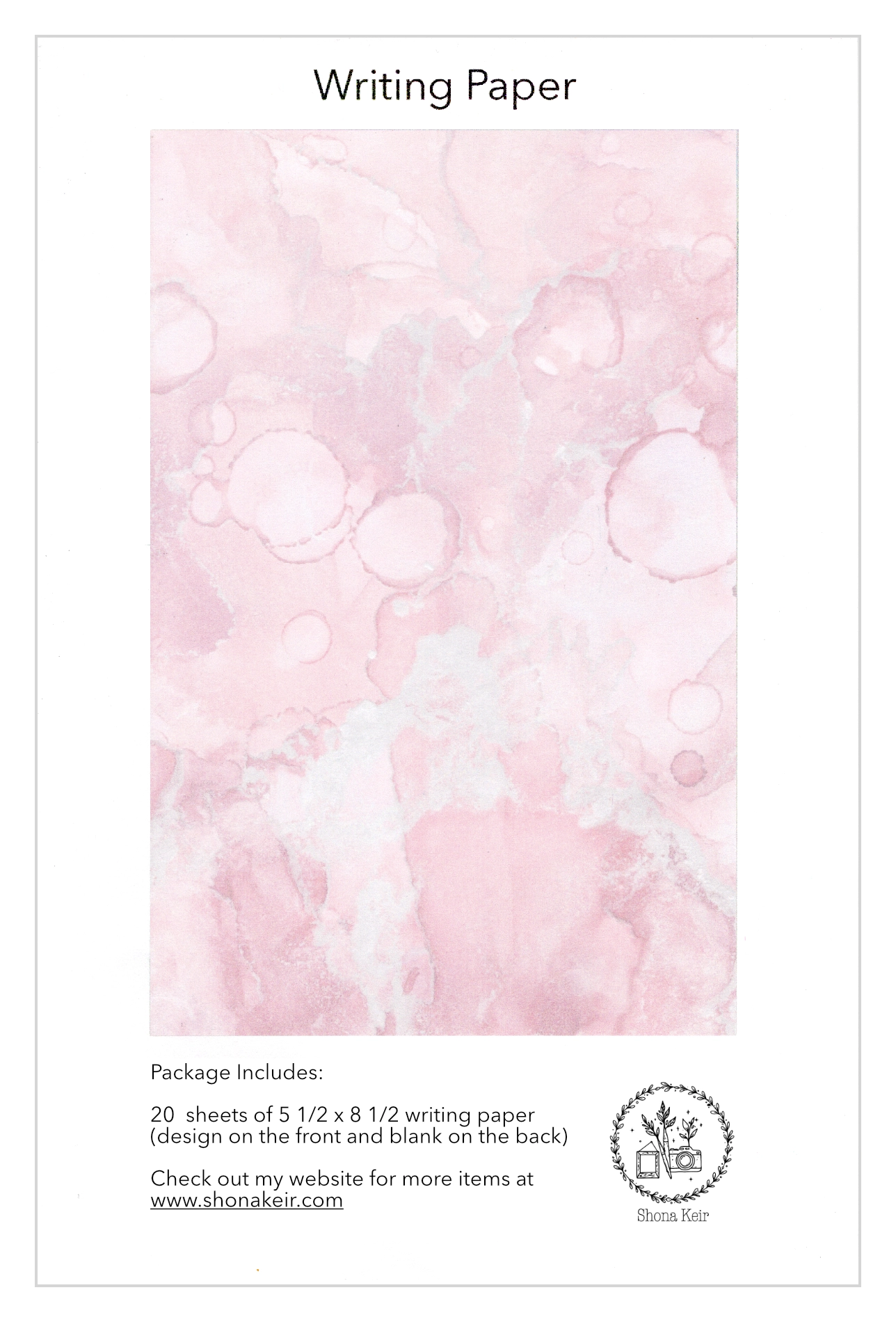 Alcohol Ink Writing Paper - Painting #14 (20 pack of sheets)