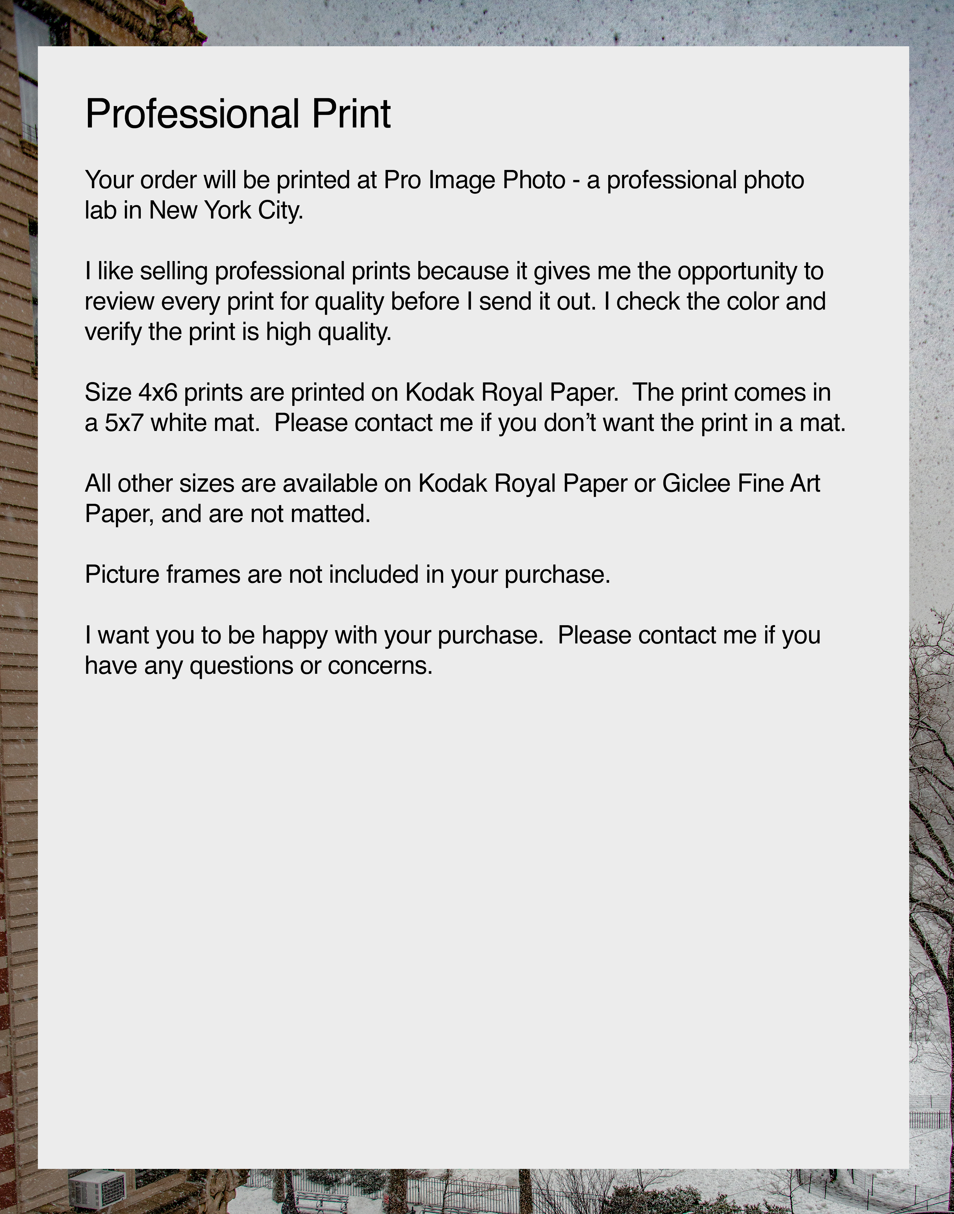 NN better writing.      Snow on the Upper West Side, New York City Photograph 