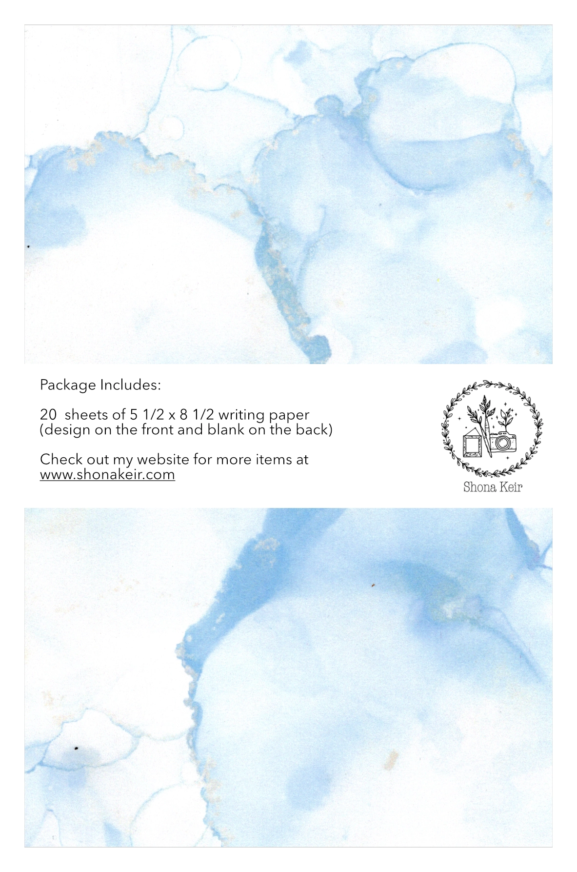 Alcohol Ink Writing Paper - Painting #11 (20 pack of sheets)