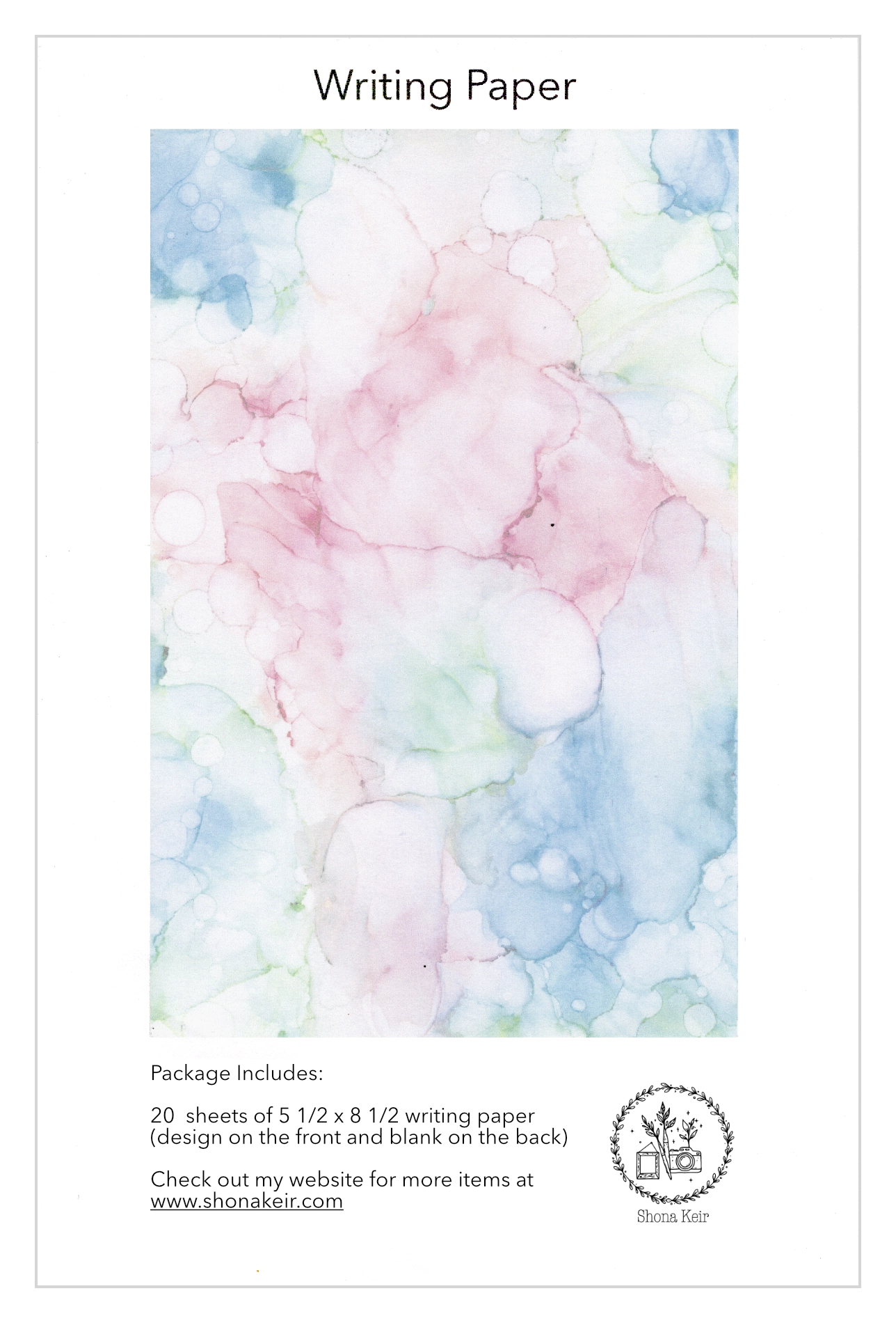 Alcohol Ink Writing Paper Set - Painting #3.2