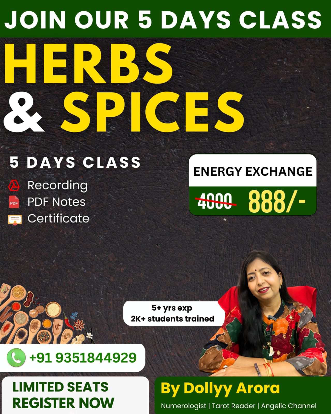 Herbs & Spices 5 Days Class