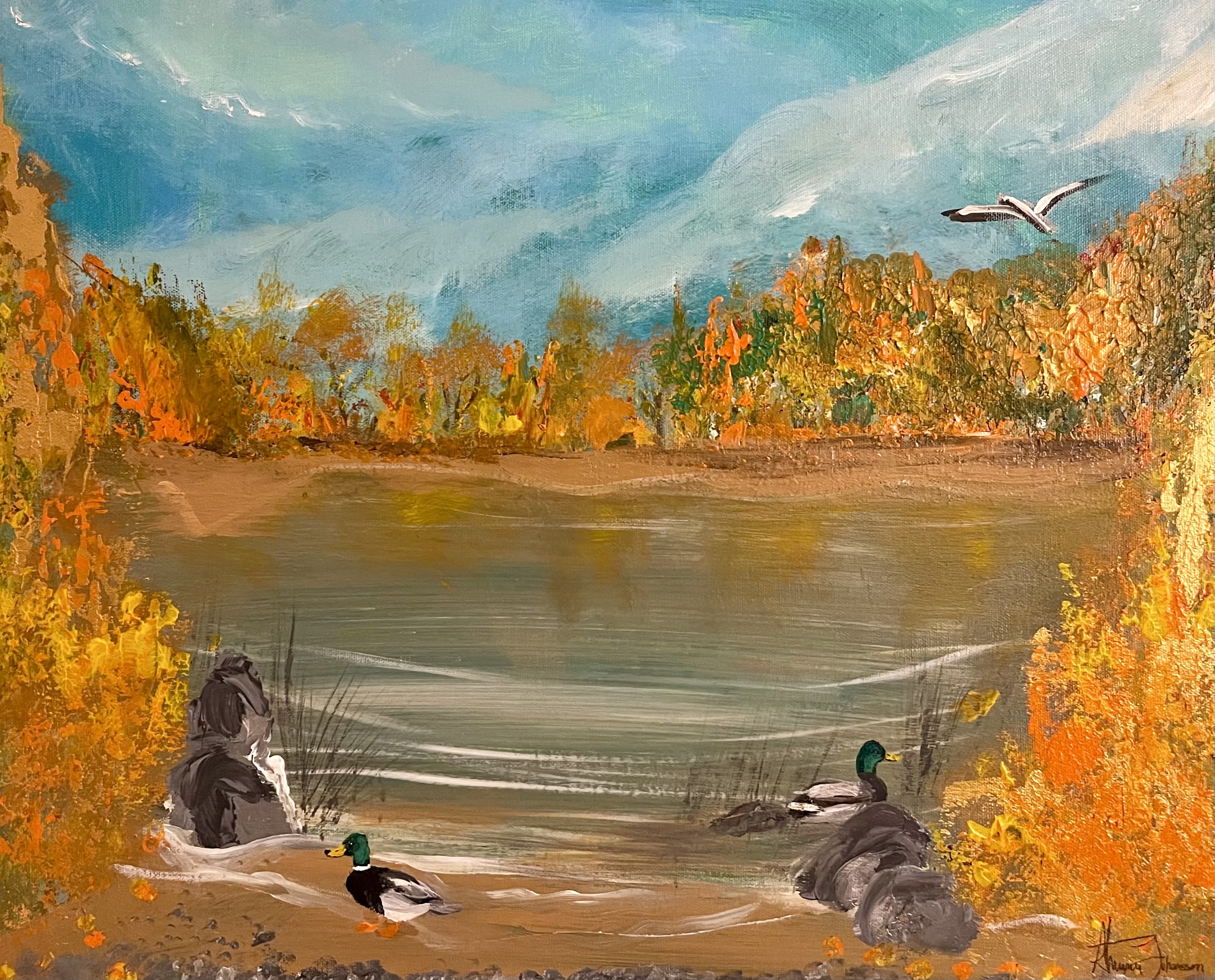 Autumn Lake Landscape Painting