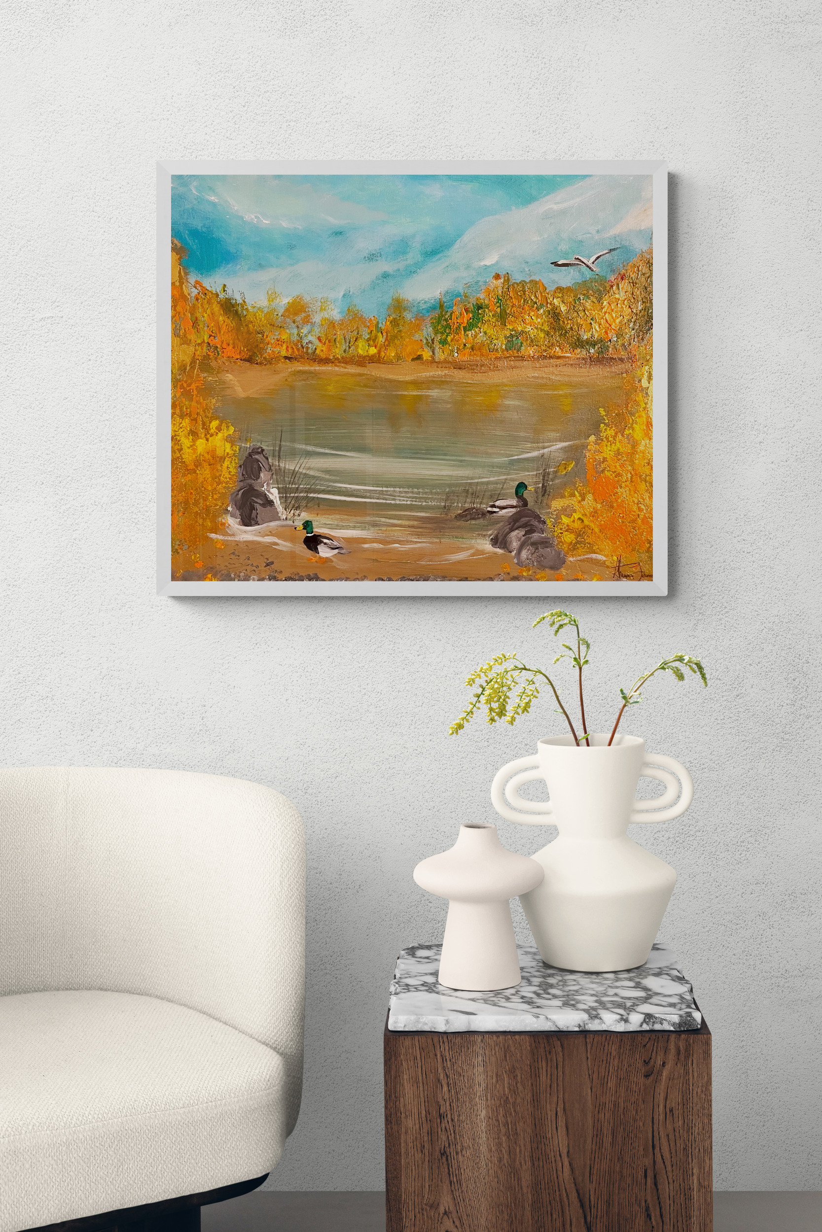 Autumn Lake Landscape Painting