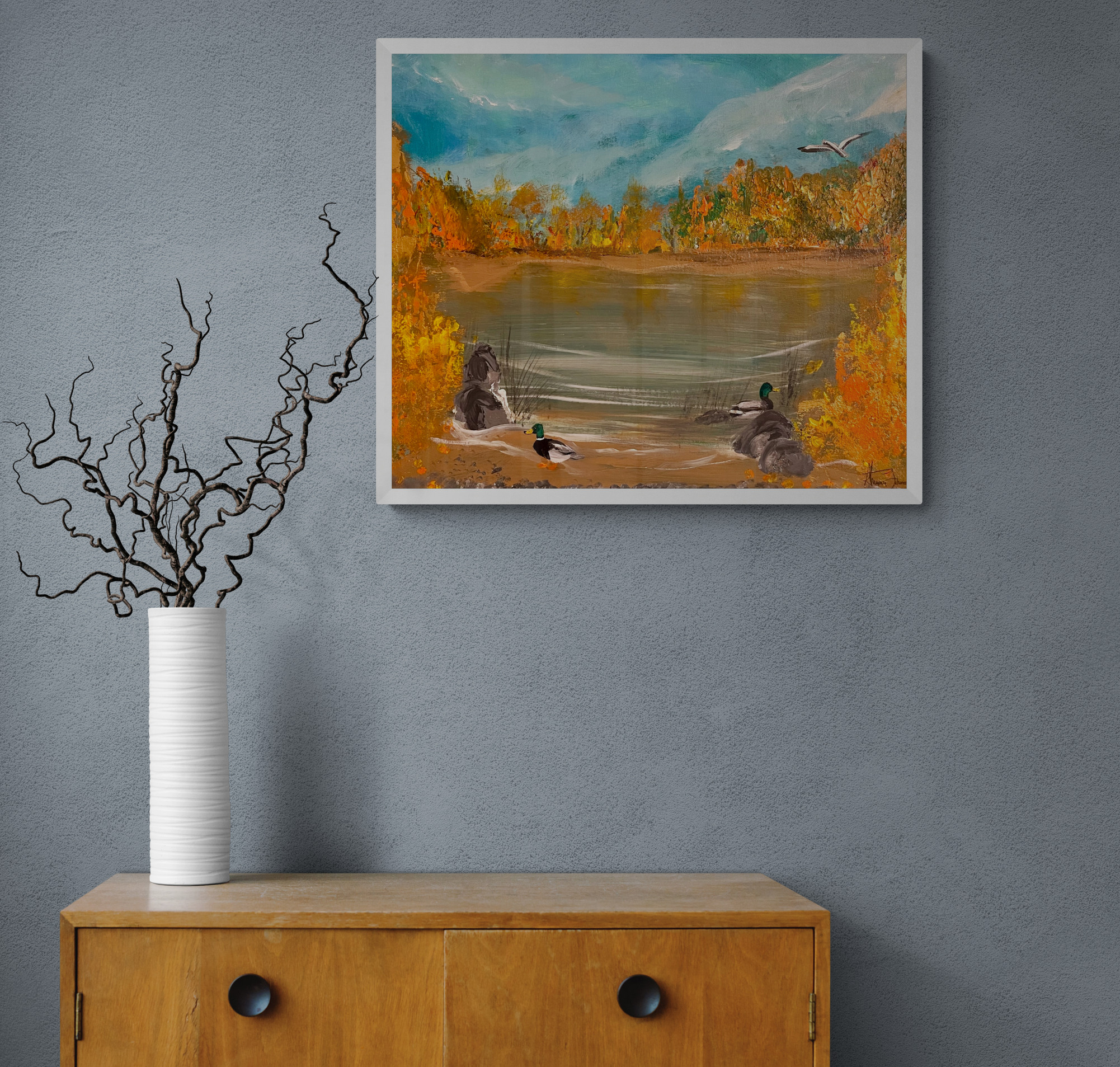 Autumn Lake Landscape Painting
