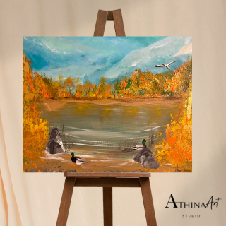 Autumn Lake Landscape Painting