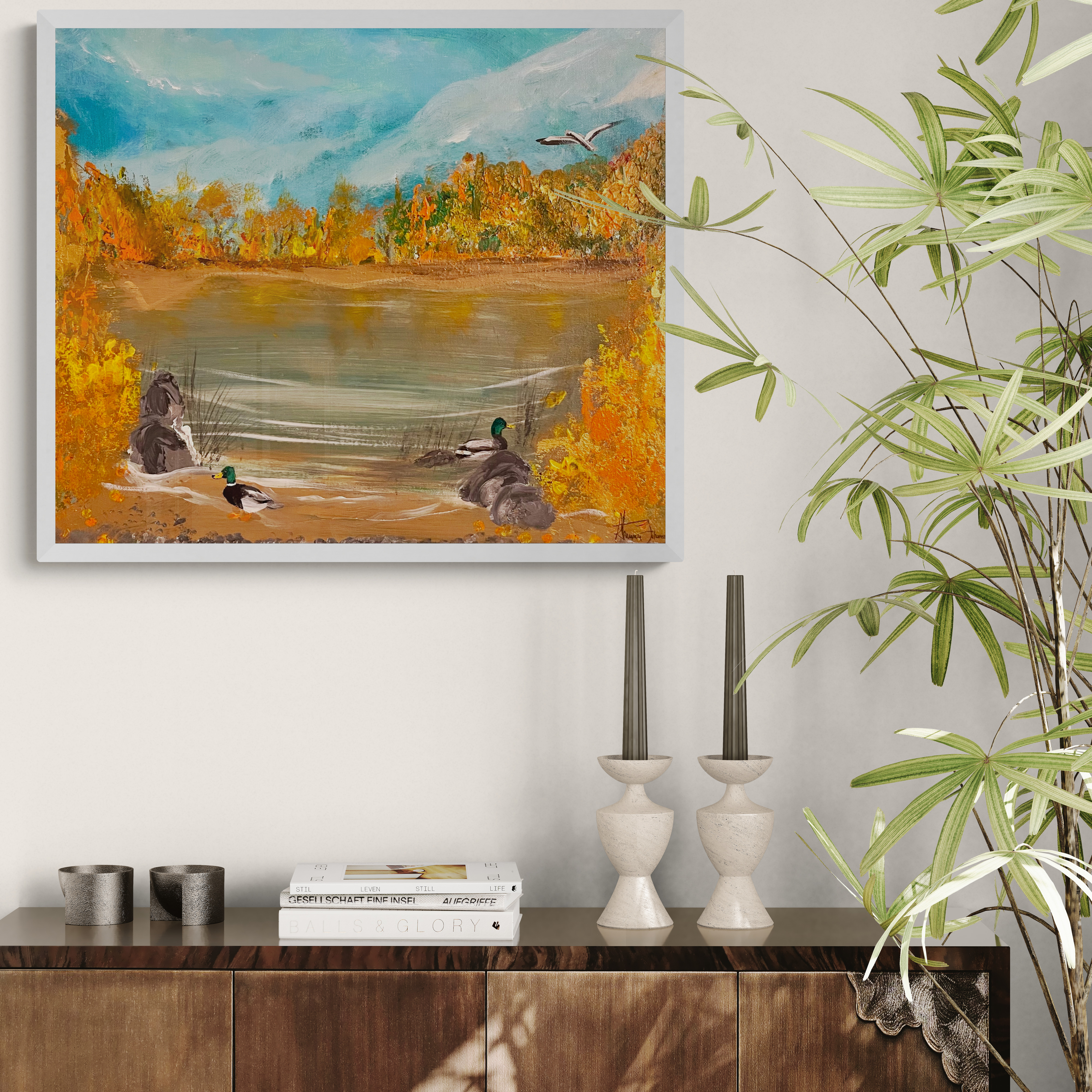 Autumn Lake Landscape Painting