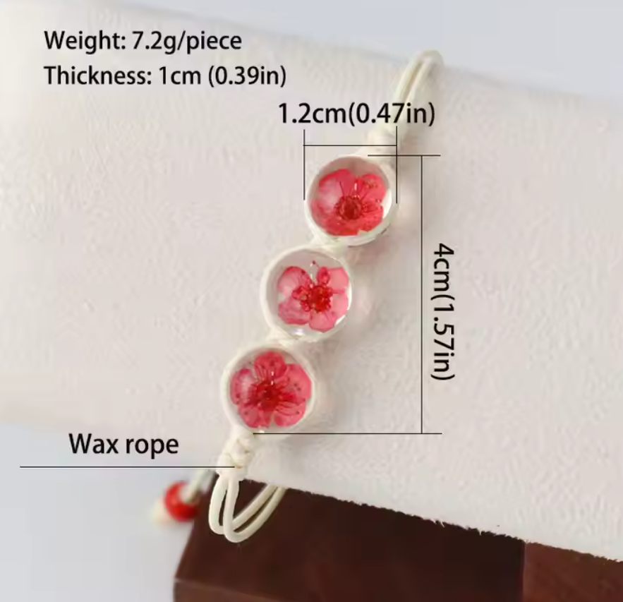 Handmade White Floral Resin Bracelet