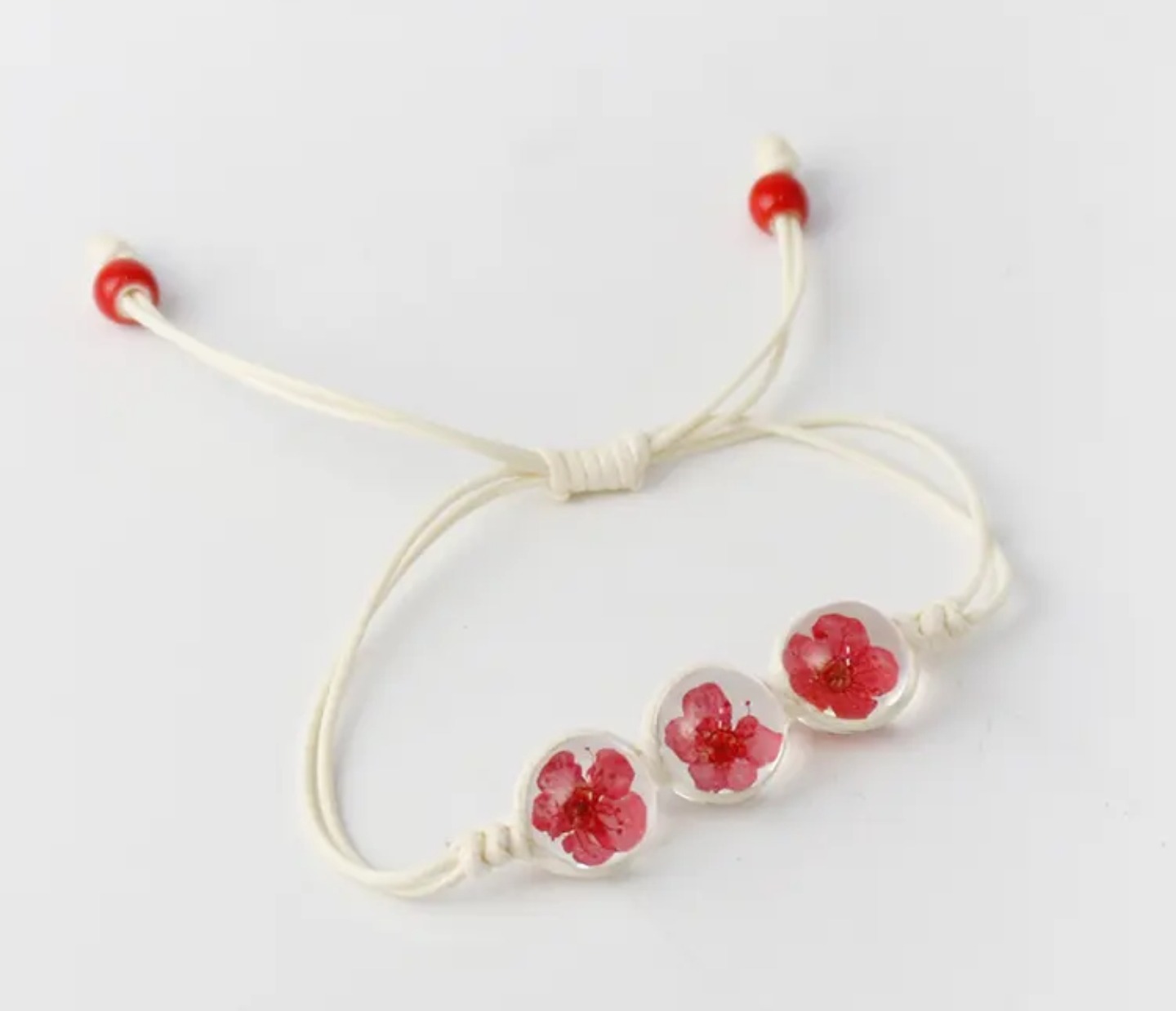 Handmade Red Floral Resin Bracelet