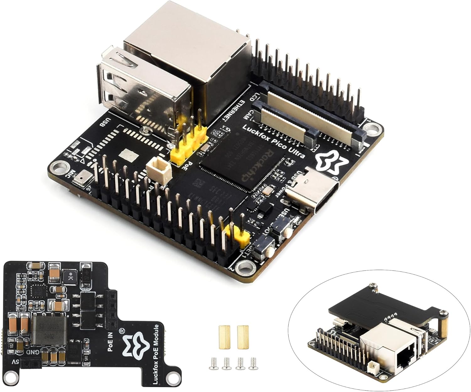 Luckfox Pico Ultra RV1106 Linux Micro Development Board, with onboard WiFi + PoE Power Module, eMMc 8GB