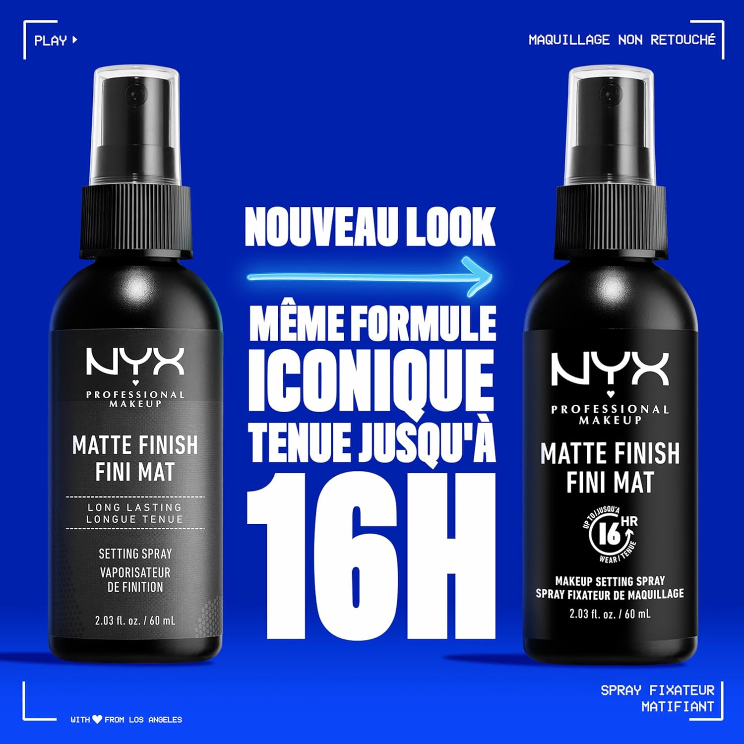 NYX Professional Makeup Spray Fixateur Setting Spray Dewy Finish, Spray de Finition, Tenue Longue Durée, Fini Mat, Formule Vegan, Lot de 2, Modèle : Matte