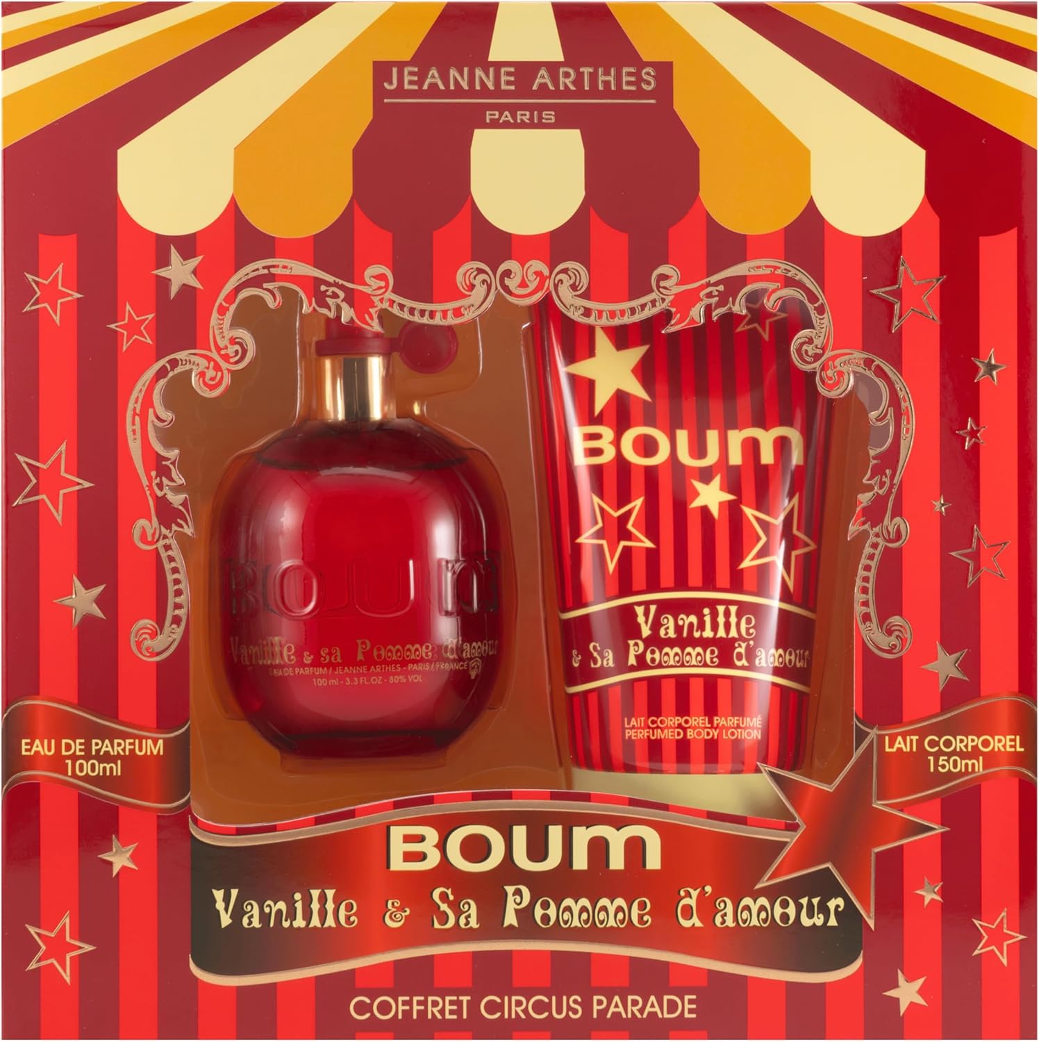 JEANNE ARTHES - Coffret cadeau pour Femme - Amore Mio - Eau de parfum 100 ml + Lait pour le Corps 200 ml - Parfum Musc Tonka - Fabriqué et conditionné en France à Grasse