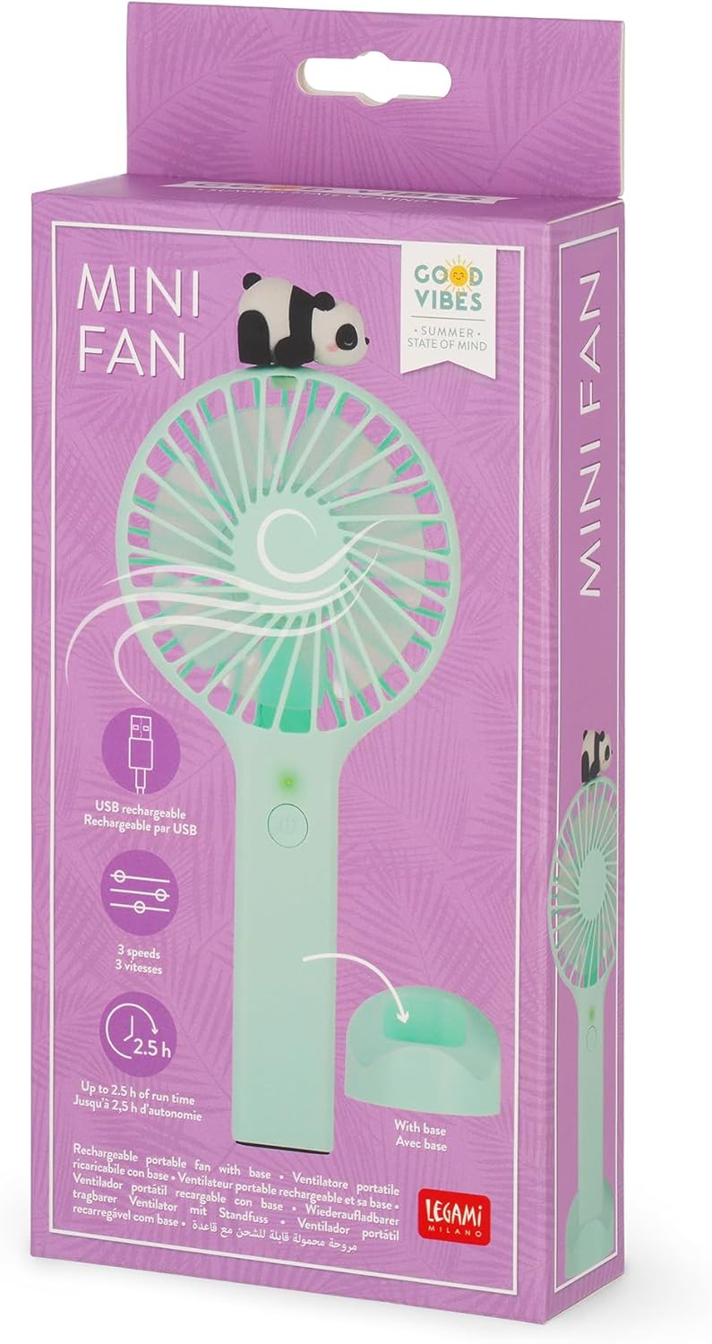 Le ventilateur portable rechargeable avec base Panda de Legami