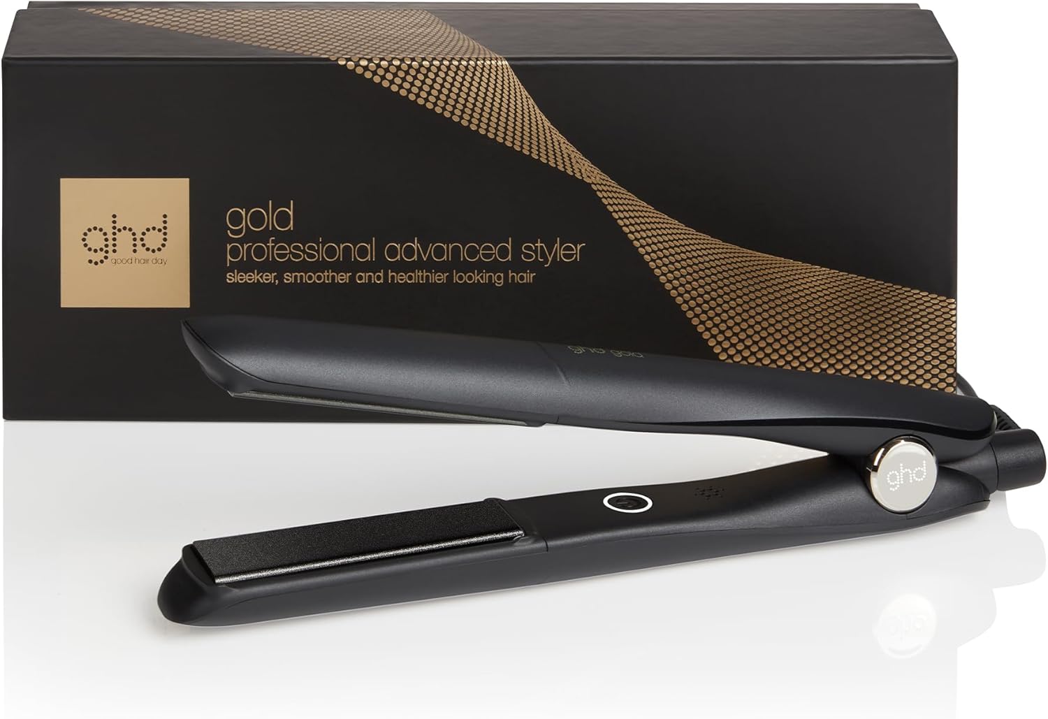 ghd - Lisseur ghd Gold - Fer à lisser professionnel (Noir) - Des cheveux plus lisses et 65% plus brillants - Lissez, ondulez vos cheveux grâce à son design arrondi - Idéal pour tous types de cheveux