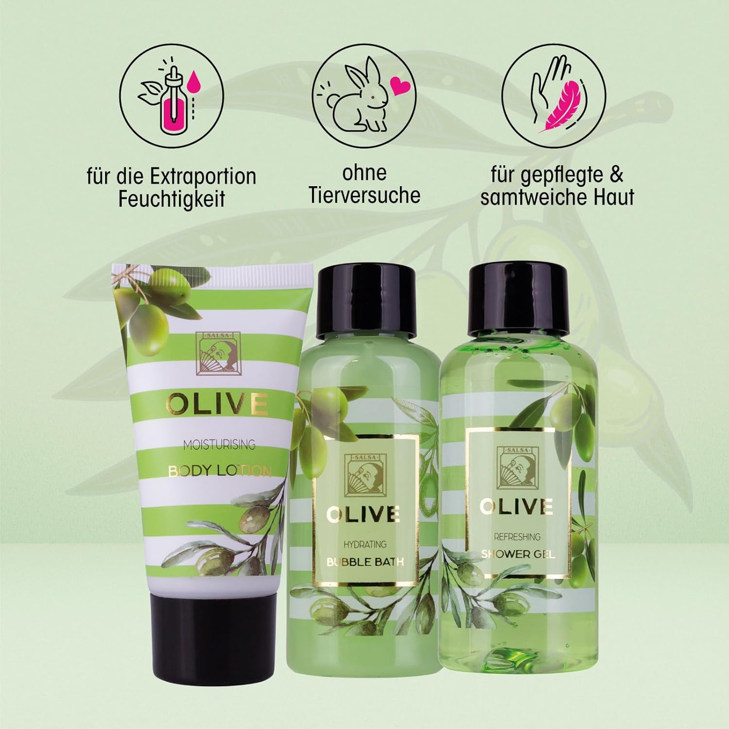 Accentra-Set cadeau de douche pour femmes dans une belle boîte cadeau-Set de soins 3 pièces gel douche,lotion et bain moussant-Set cadeau idéal pour la Saint-Valentin & la Fête des mères