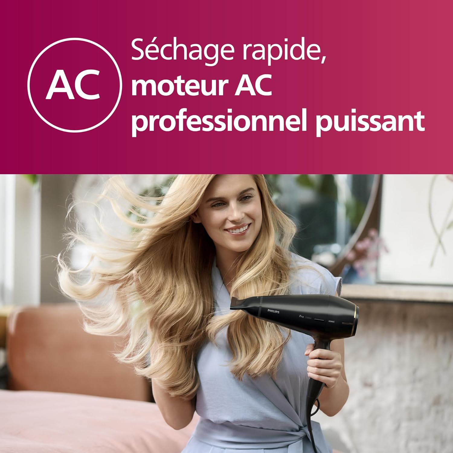 Philips Hair Dryer Prestige Pro, sèche-cheveux pour un séchage et une stylisation professionnels, avec 2 concentrateurs, 2300 W, modèle HPS920/00