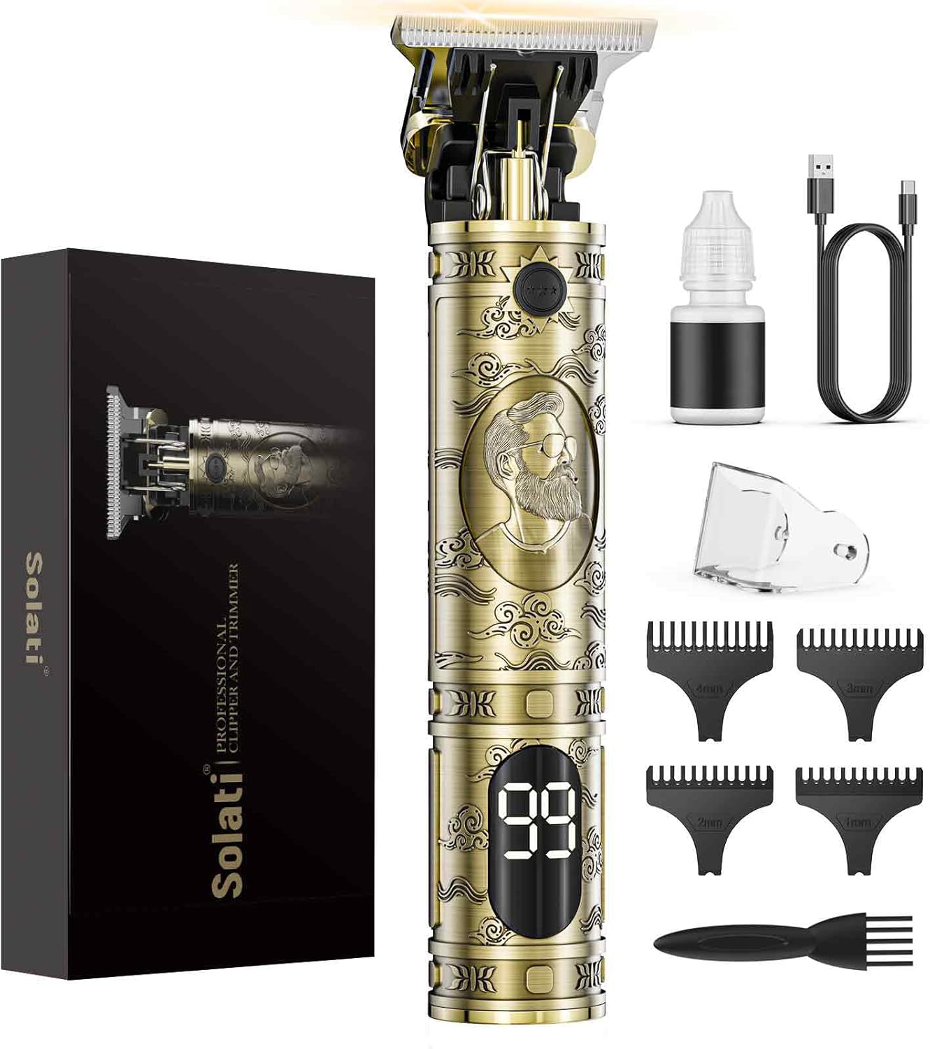 Tondeuse Cheveux Hommes, Tondeuse Barbe Homme T Zéro écart Avec écran LED De Finition Barbier Professionnel Rasoir Homme Rasoir Electriques Cheveux Cadeau
