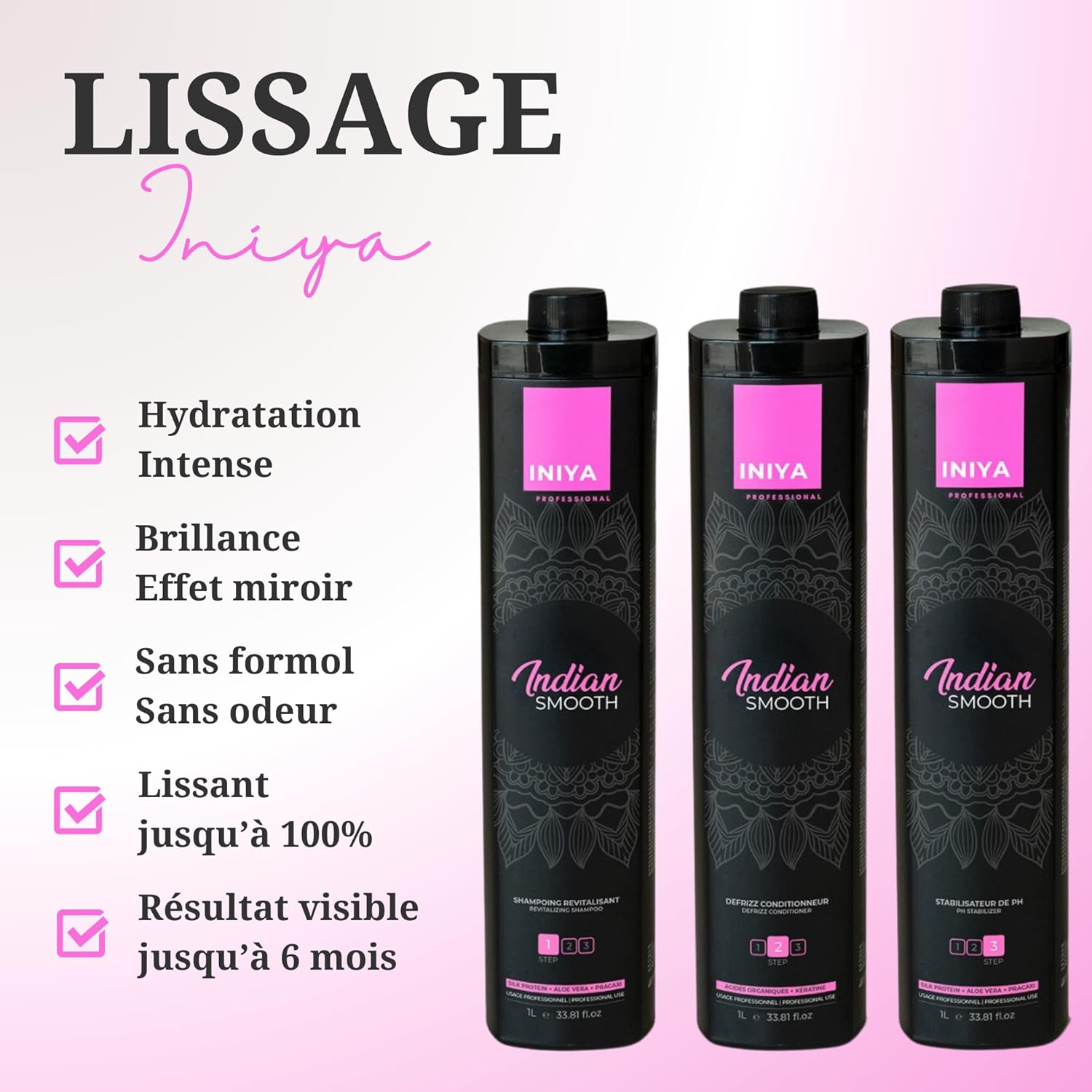 Lissage Indien Tanin Sans Formol | Lissage Tanin & Acide Hyaluronique & Amla | Iniya Professional