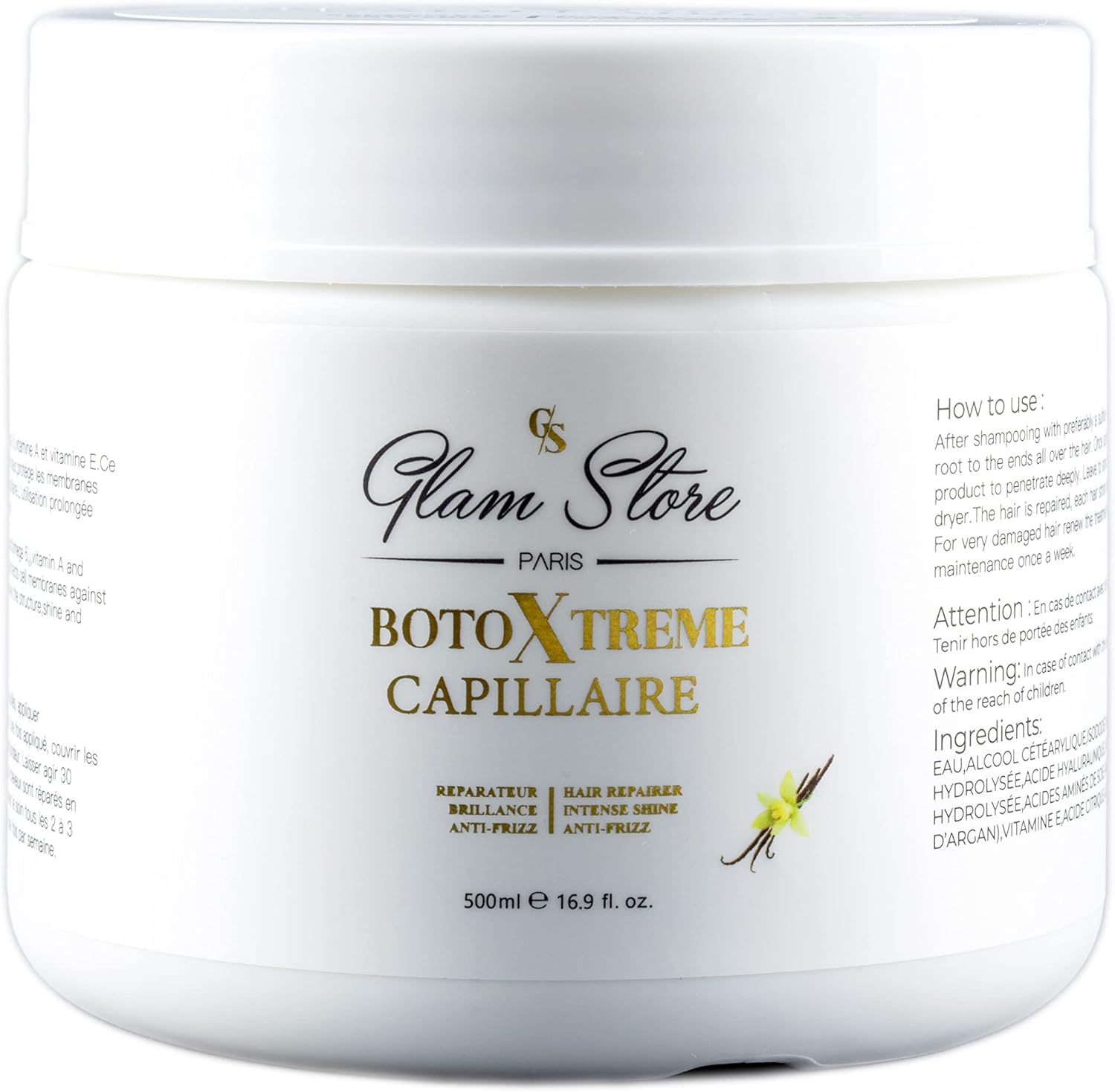 BOTOXTREME capillaire soin masque pour cheveux abimés (vanille) Pot 500 ml