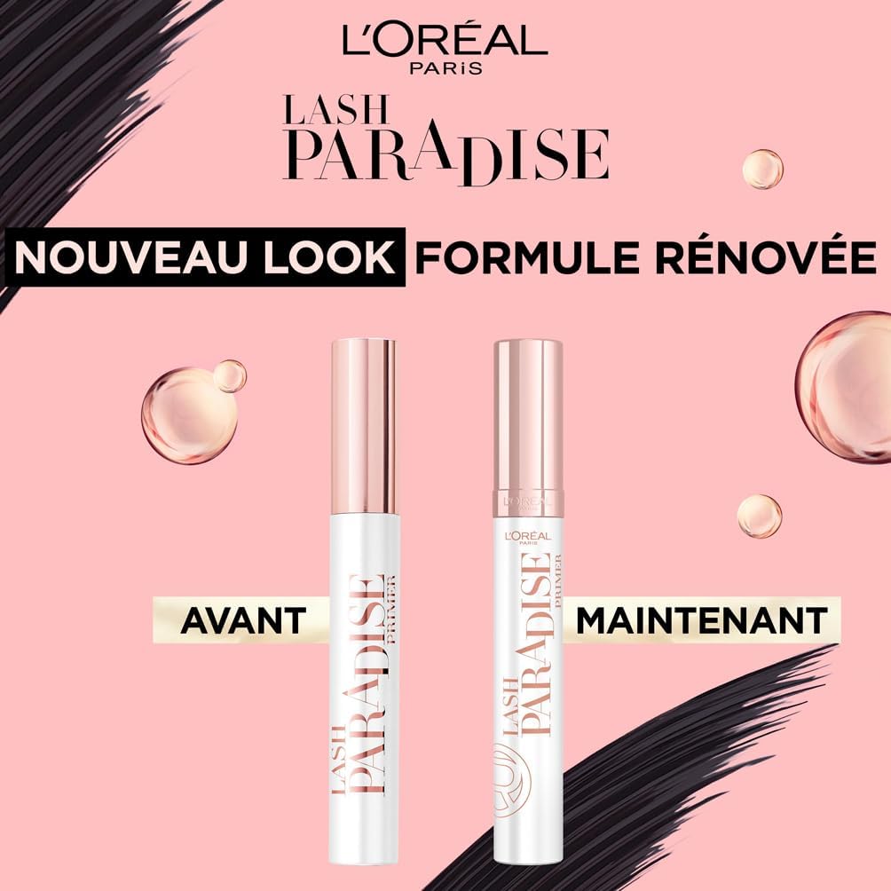 L'Oréal Paris - Base-Soin pour Mascara - Effet Amplifié & Tenue Prolongée - Cils Fortifiés - Formule à l'Huile de Jojoba & Vitamine - Primer Lash Paradise - Teinte : Universel - 6 ml