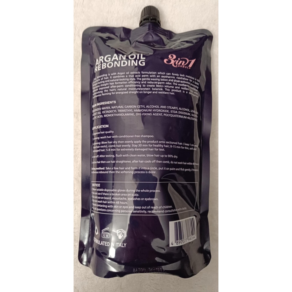 Lissage permanent Argan Oil Rebonding – Usage Professionnel – 1000 ml