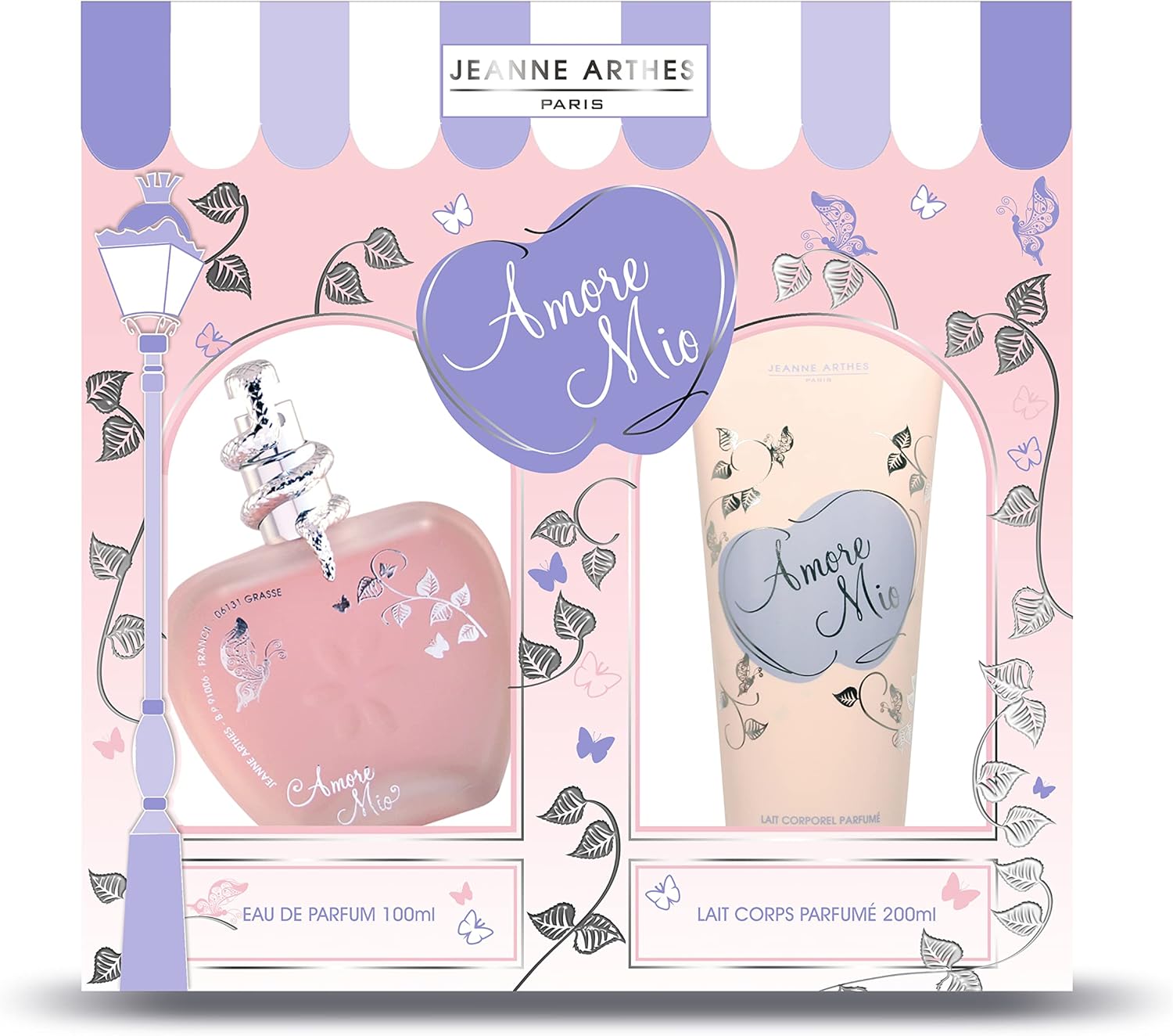JEANNE ARTHES - Coffret cadeau pour Femme - Amore Mio - Eau de parfum 100 ml + Lait pour le Corps 200 ml - Parfum Musc Tonka - Fabriqué et conditionné en France à Grasse