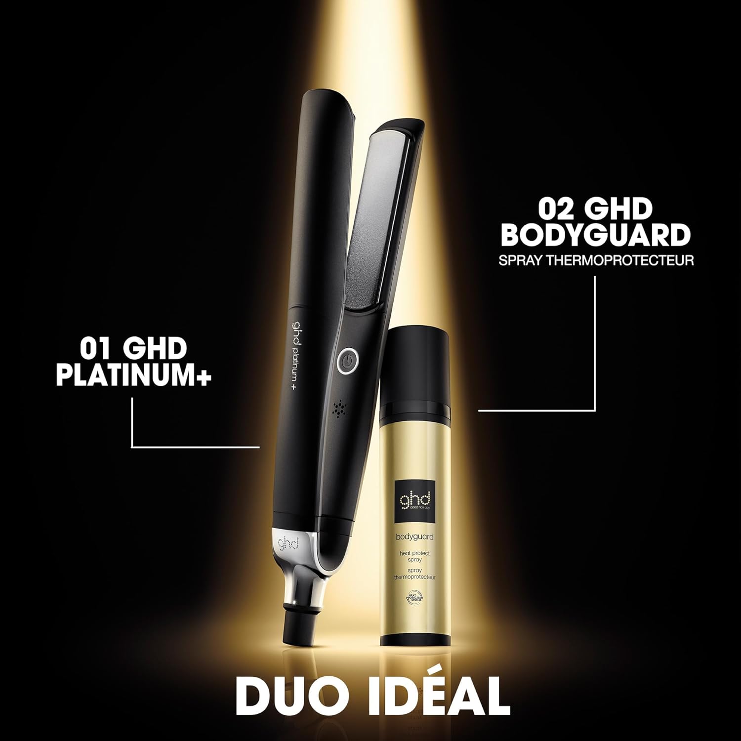 ghd - Lisseur ghd Gold - Fer à lisser professionnel (Noir) - Des cheveux plus lisses et 65% plus brillants - Lissez, ondulez vos cheveux grâce à son design arrondi - Idéal pour tous types de cheveux