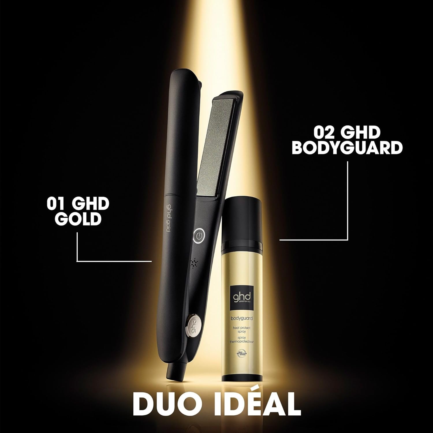 ghd - Lisseur ghd Gold - Fer à lisser professionnel (Noir) - Des cheveux plus lisses et 65% plus brillants - Lissez, ondulez vos cheveux grâce à son design arrondi - Idéal pour tous types de cheveux