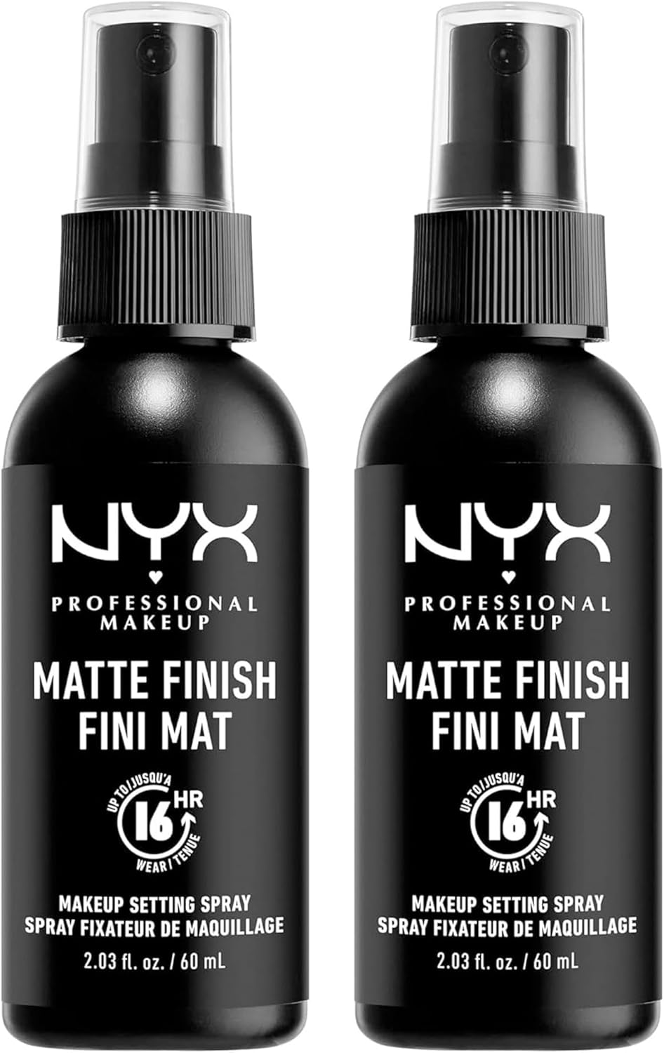 NYX Professional Makeup Spray Fixateur Setting Spray Dewy Finish, Spray de Finition, Tenue Longue Durée, Fini Mat, Formule Vegan, Lot de 2, Modèle : Matte