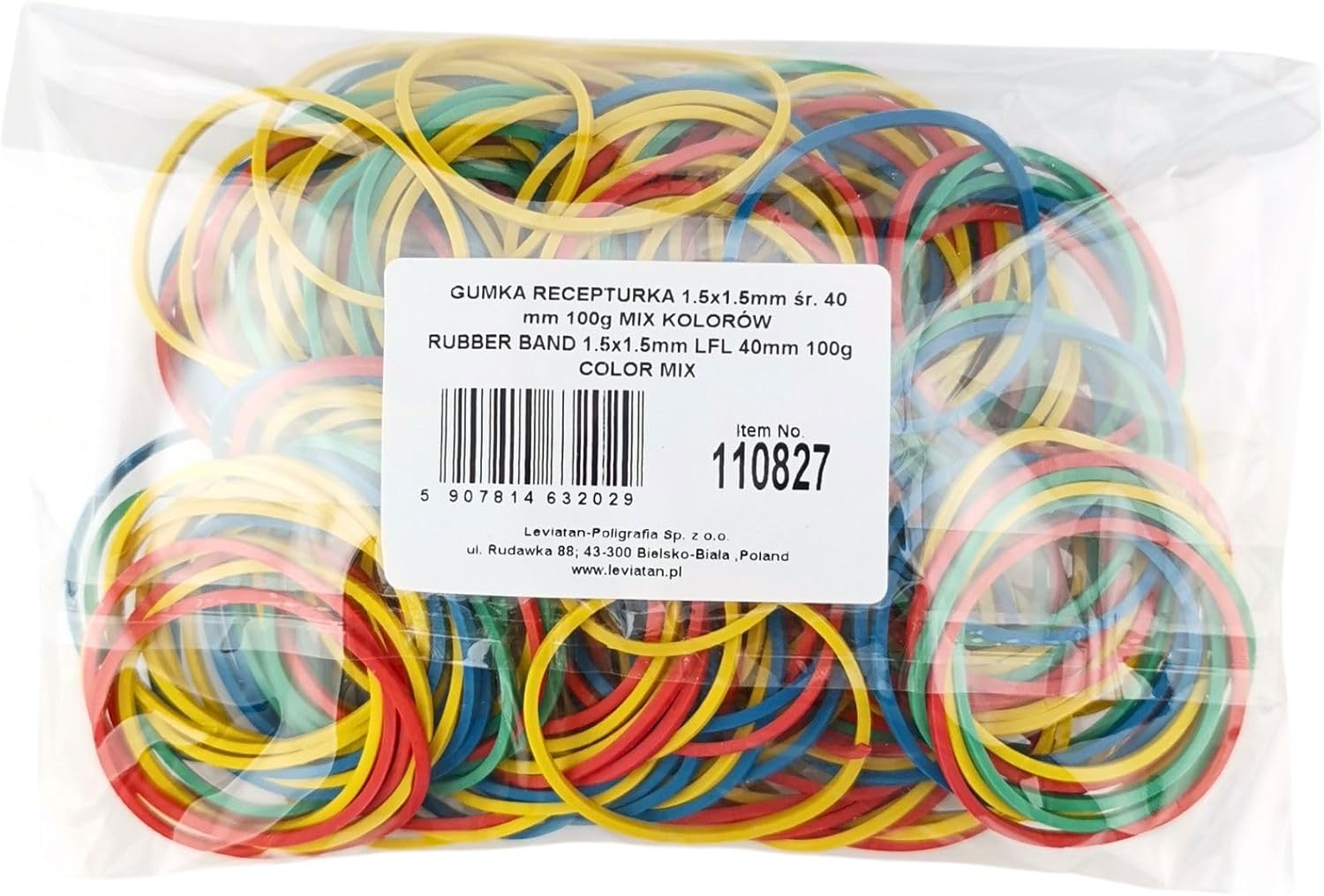 D.RECT Bande Élastique 1.5x1.5mm 1/2 Circonférence 60mm | env. 220 pièces - Bandes Élastiques pour le Ménage, le Travail, le Bureau | Réutilisable, Durable | Stable Sac de 100g | Couleurs Mélangées