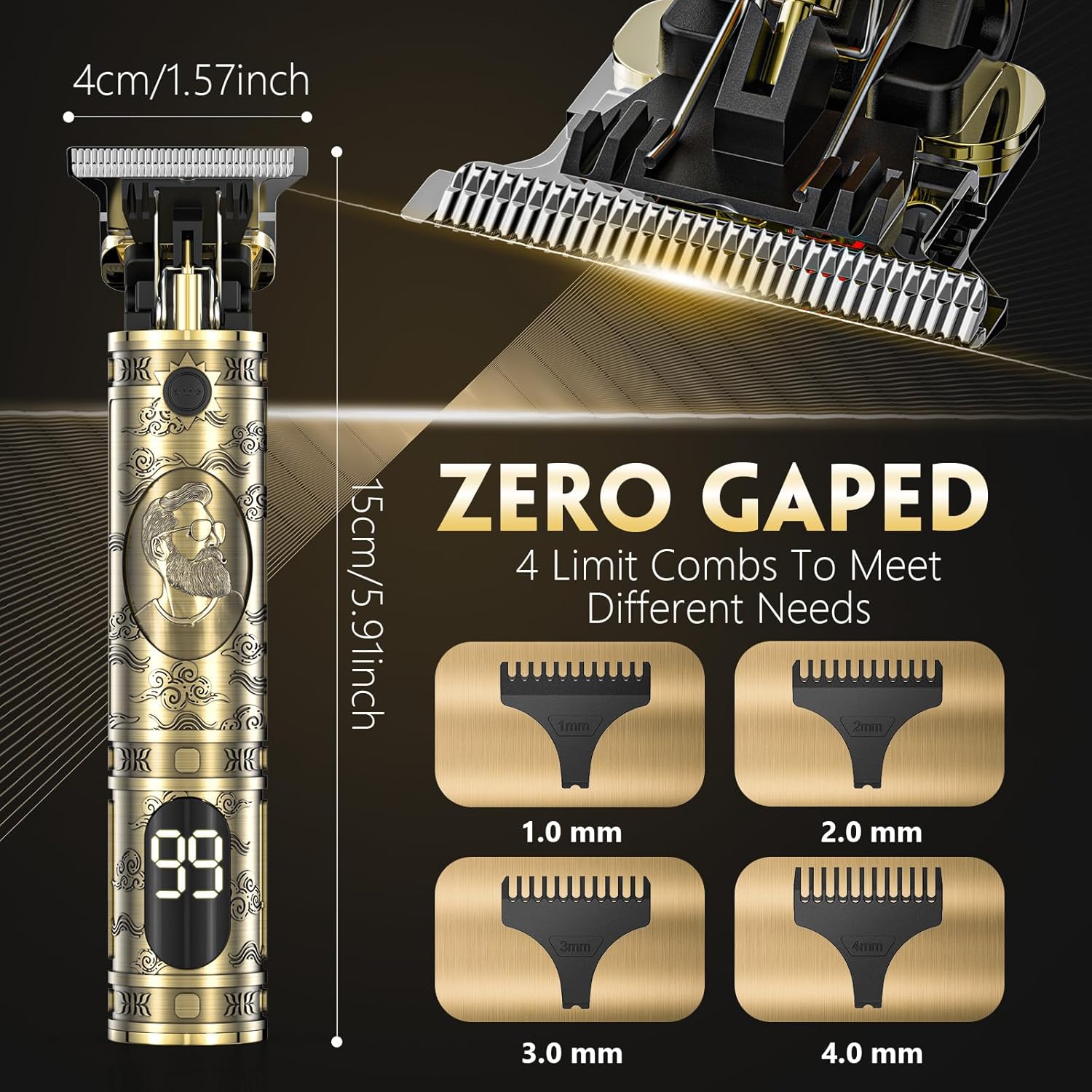 Tondeuse Cheveux Hommes, Tondeuse Barbe Homme T Zéro écart Avec écran LED De Finition Barbier Professionnel Rasoir Homme Rasoir Electriques Cheveux Cadeau