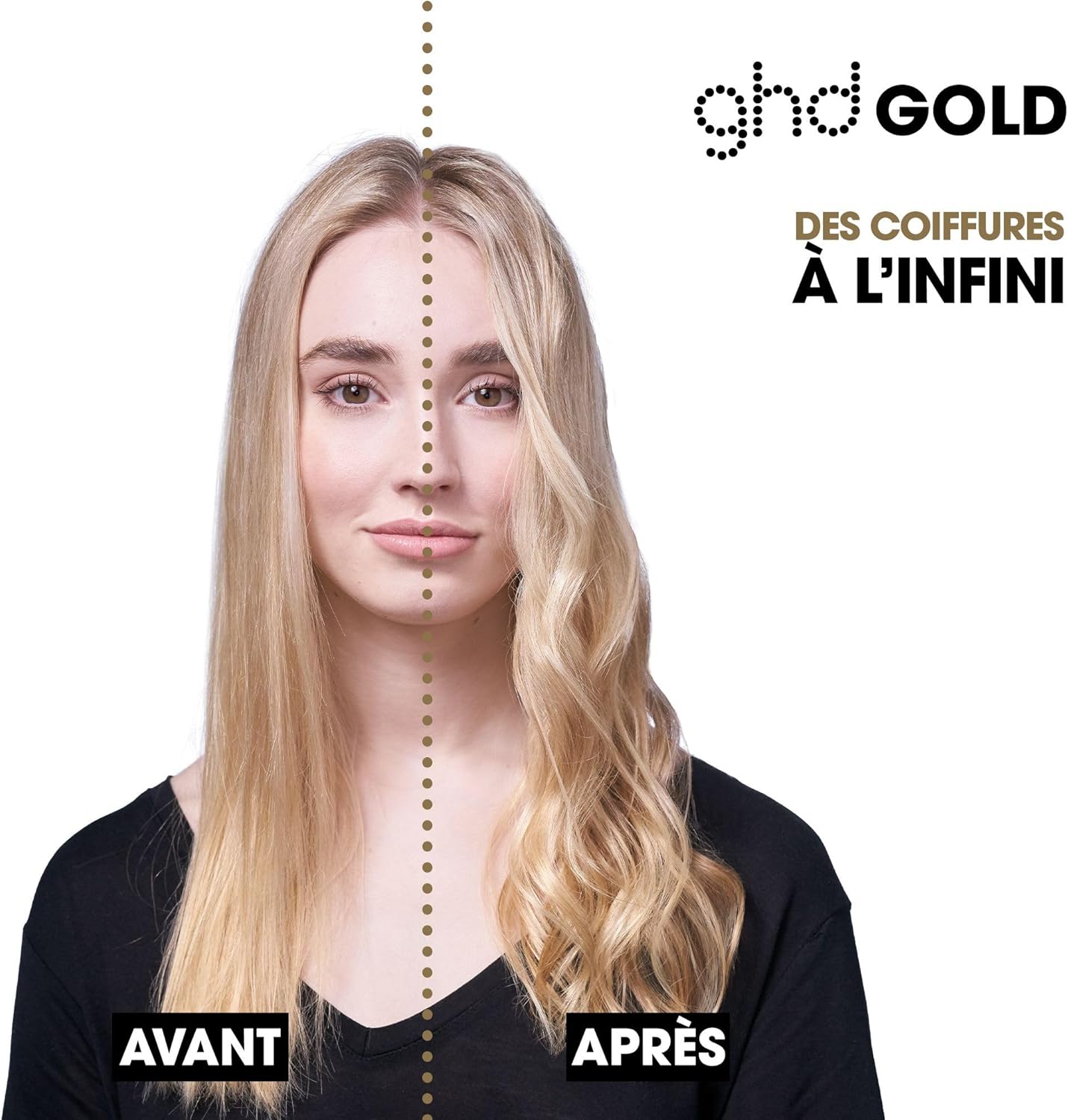 ghd - Lisseur ghd Gold - Fer à lisser professionnel (Noir) - Des cheveux plus lisses et 65% plus brillants - Lissez, ondulez vos cheveux grâce à son design arrondi - Idéal pour tous types de cheveux