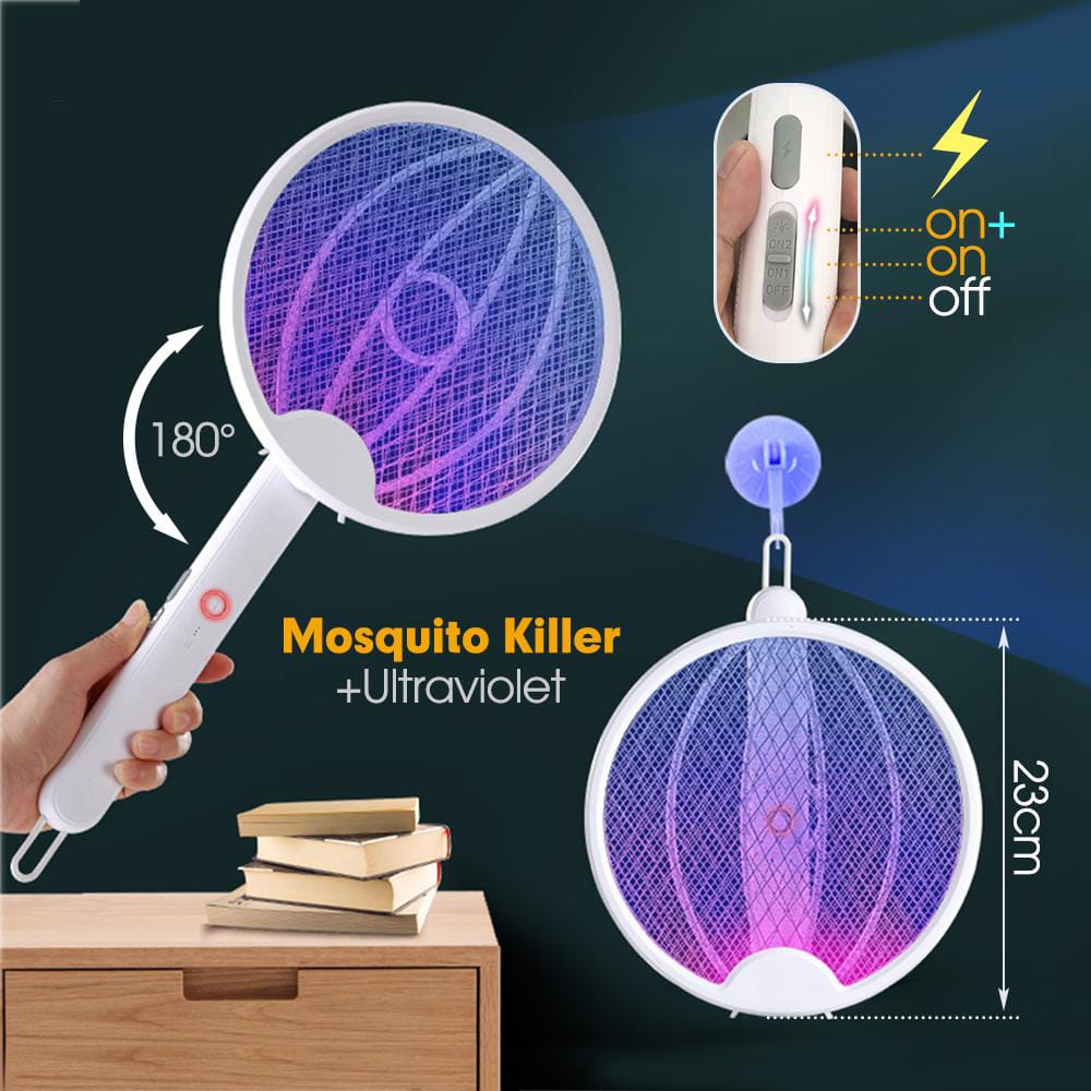 2-in-1 Electric Mosquito Swatter and Trap Racket