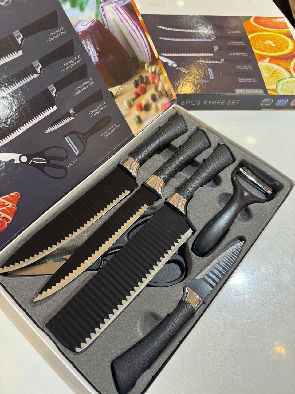 6 Pcs Non-Stick Knife Set For Kitchen