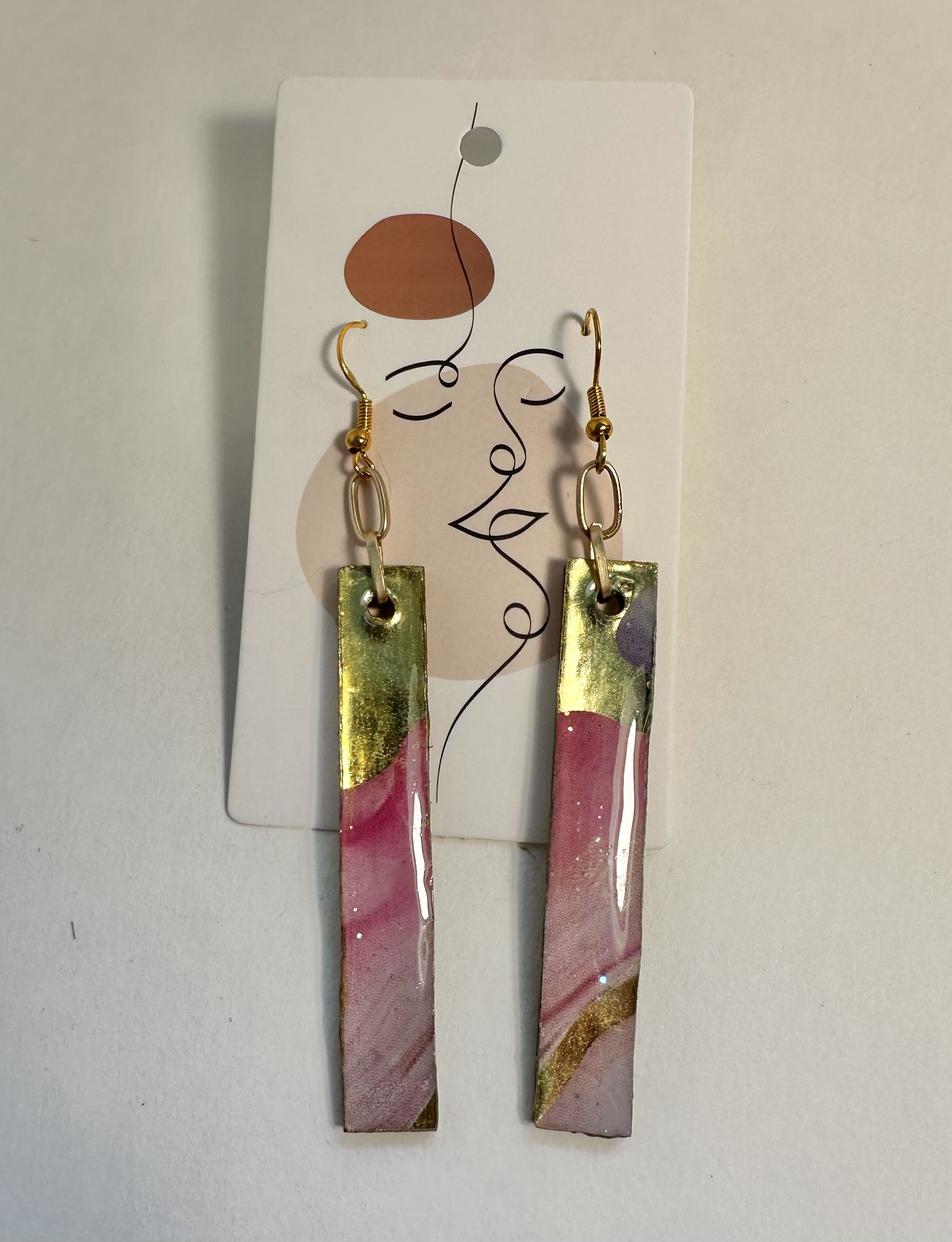  Rectangle Earrings with artistic vinyl and resin.