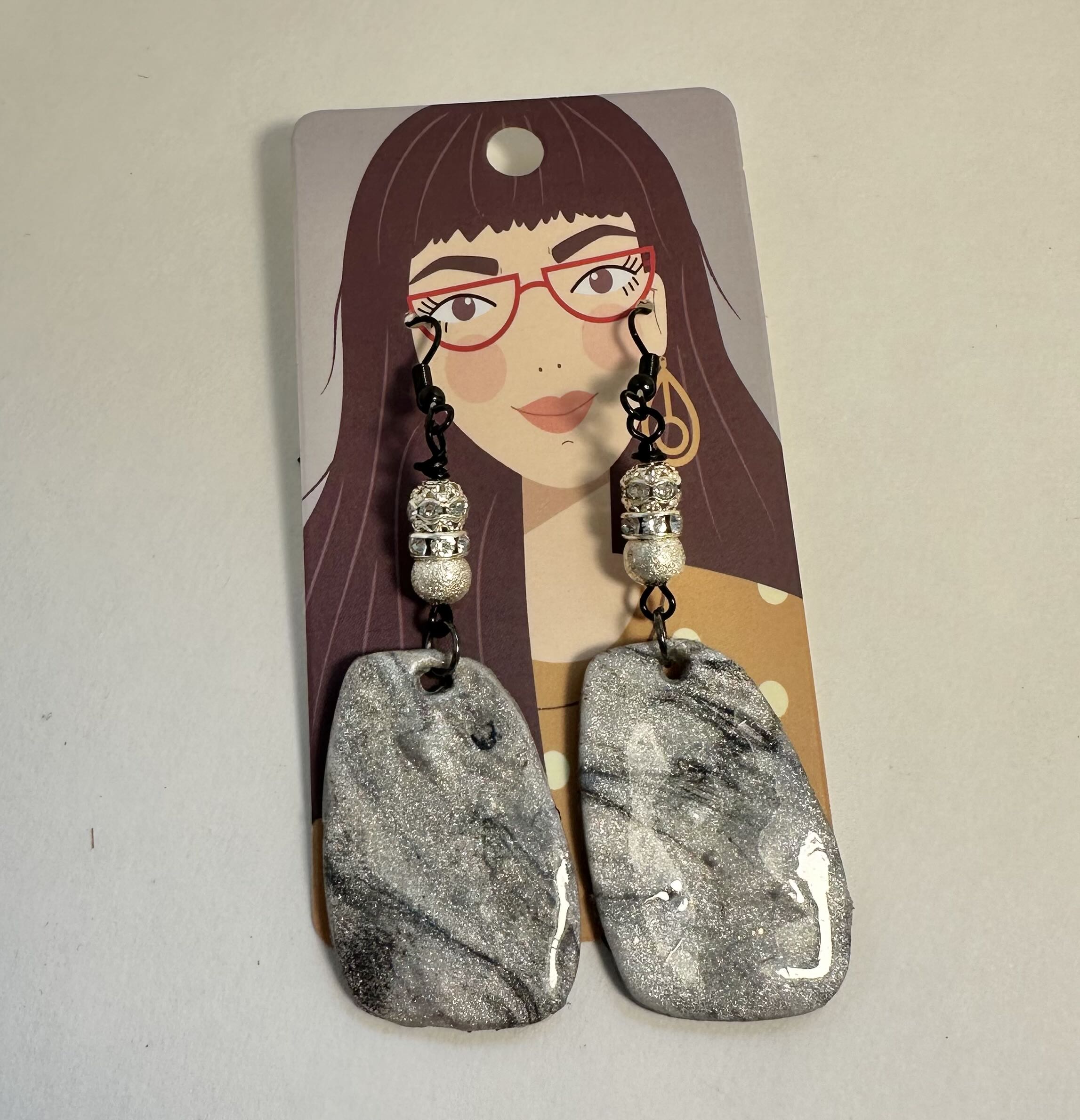 Handmade Marble Effect Dangle Earrings polymer clay.