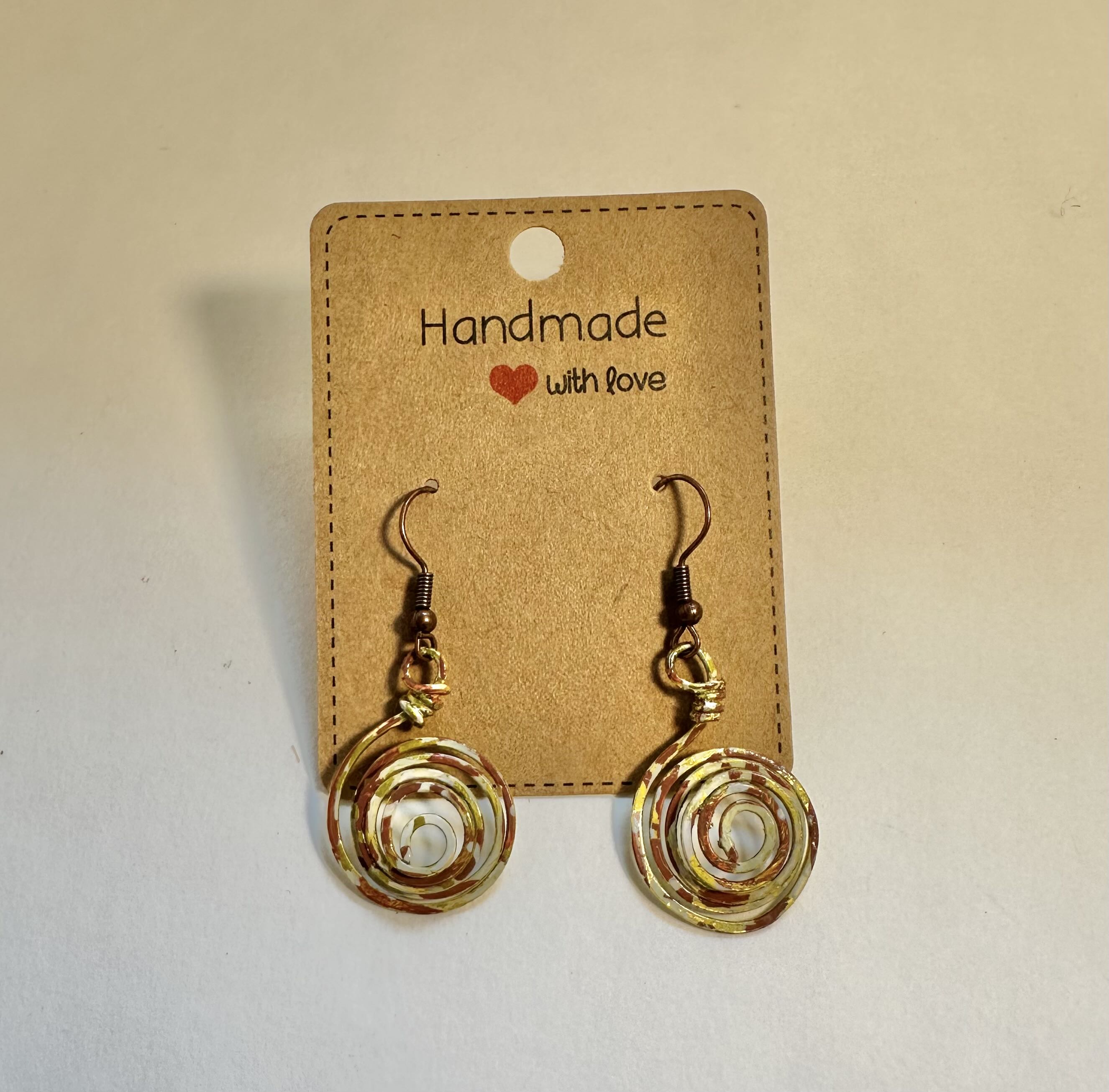 Handmade Spiral Earrings, wire wrap.