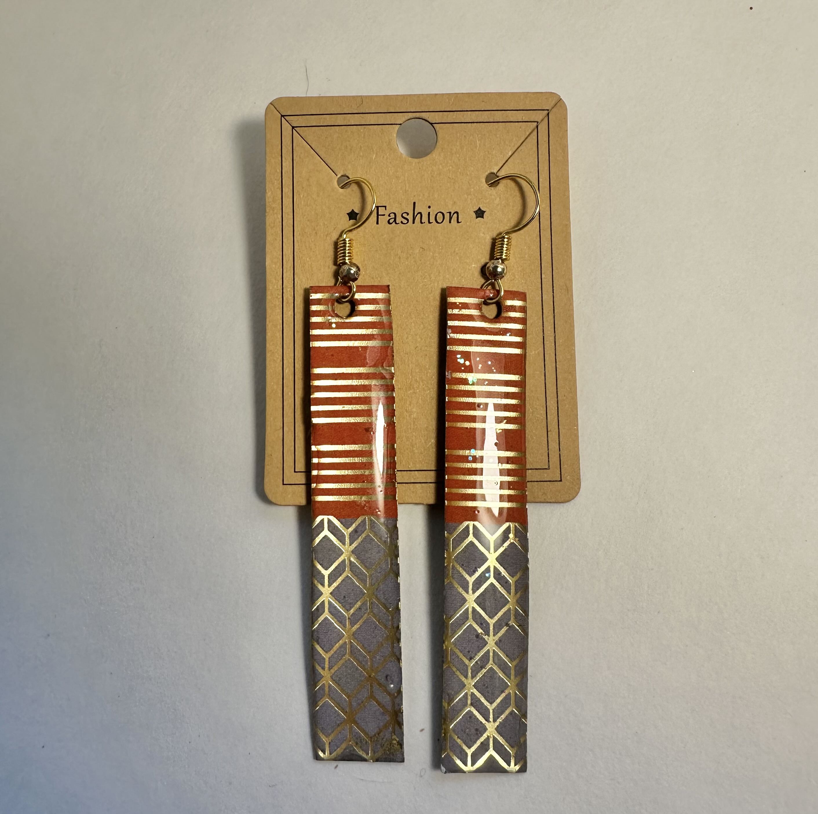 Geometric Patterned Dangle Earrings