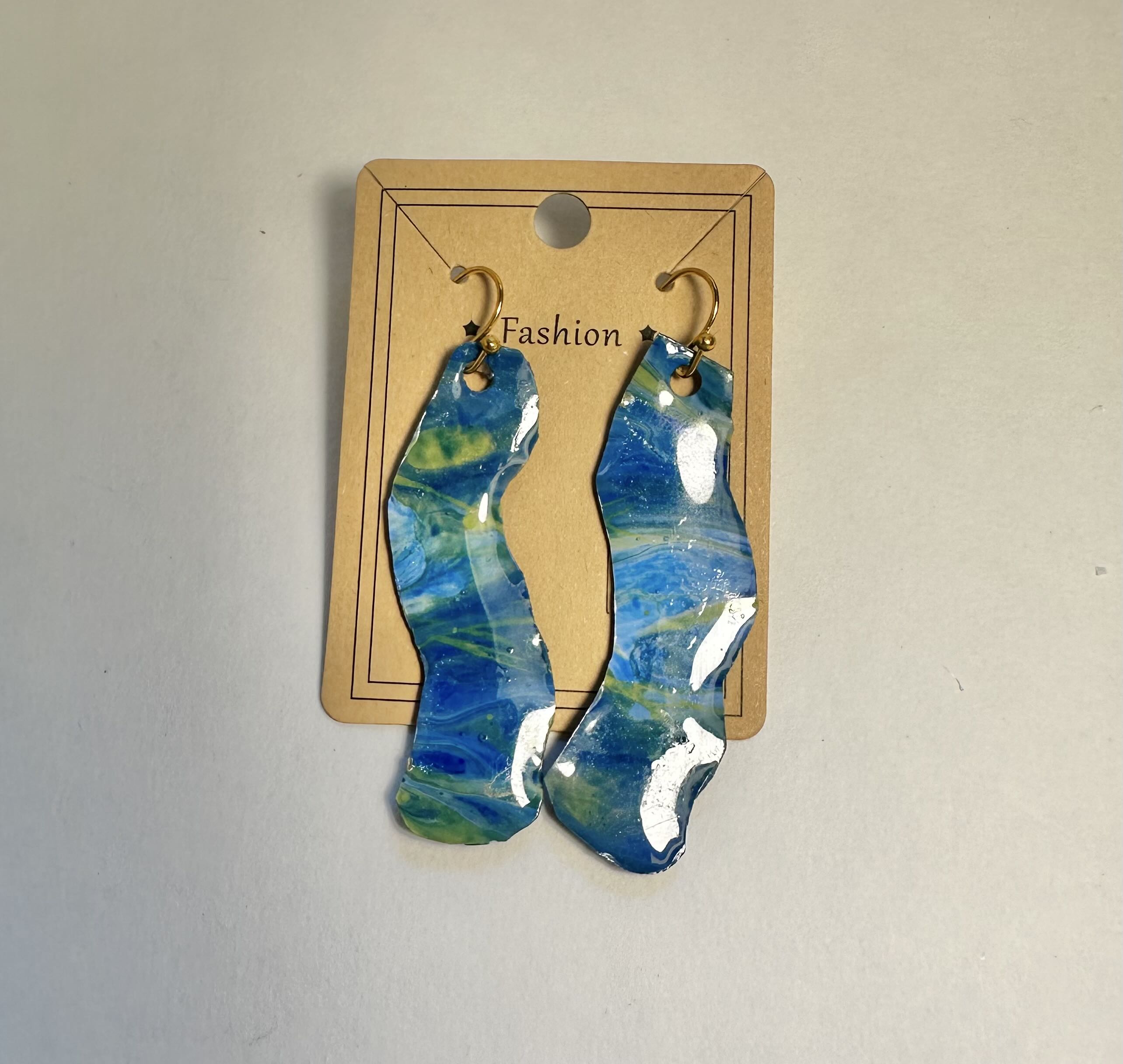 Abstract Blue Wave Earrings