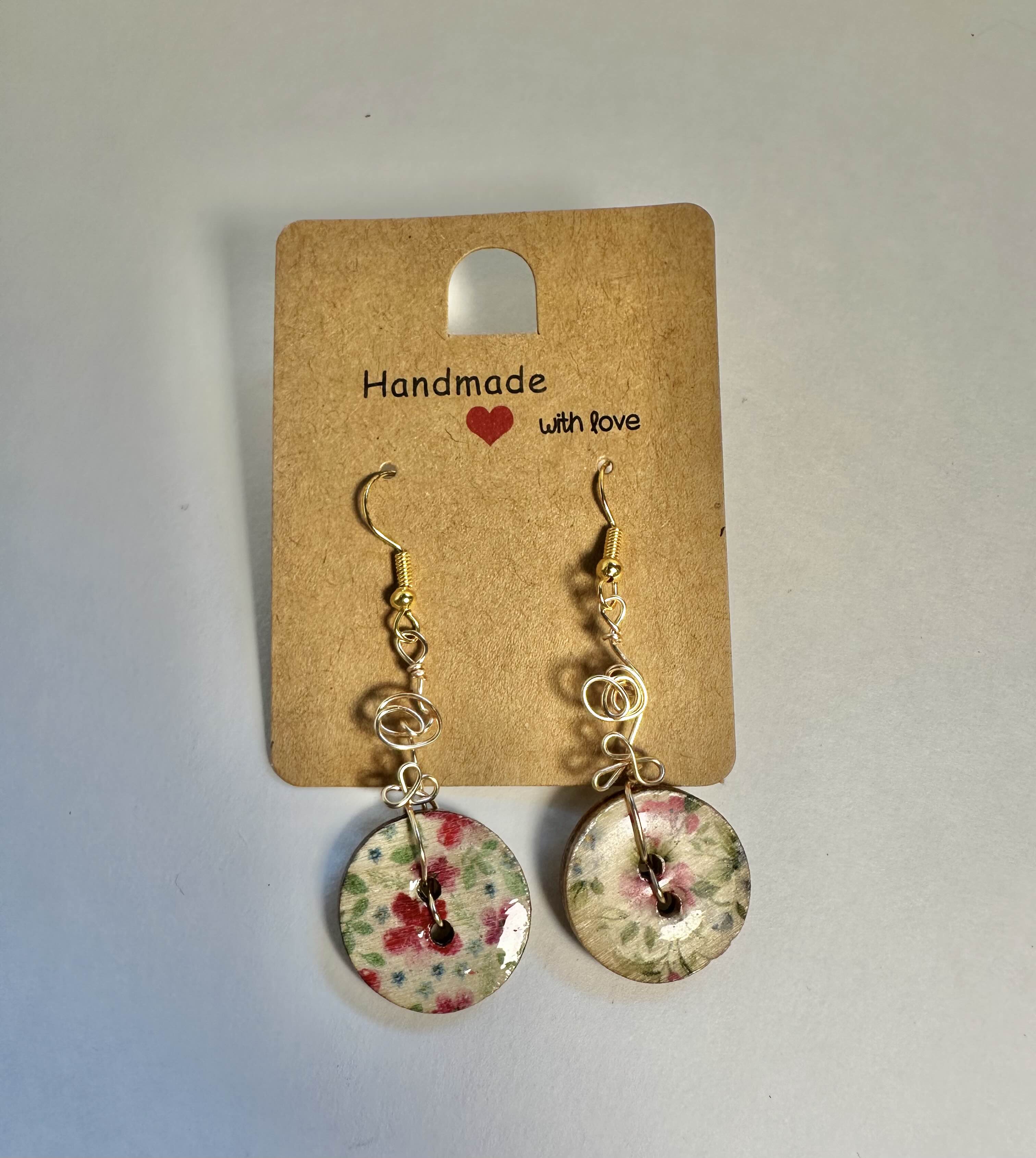Handmade Floral Earrings, wire wrap.