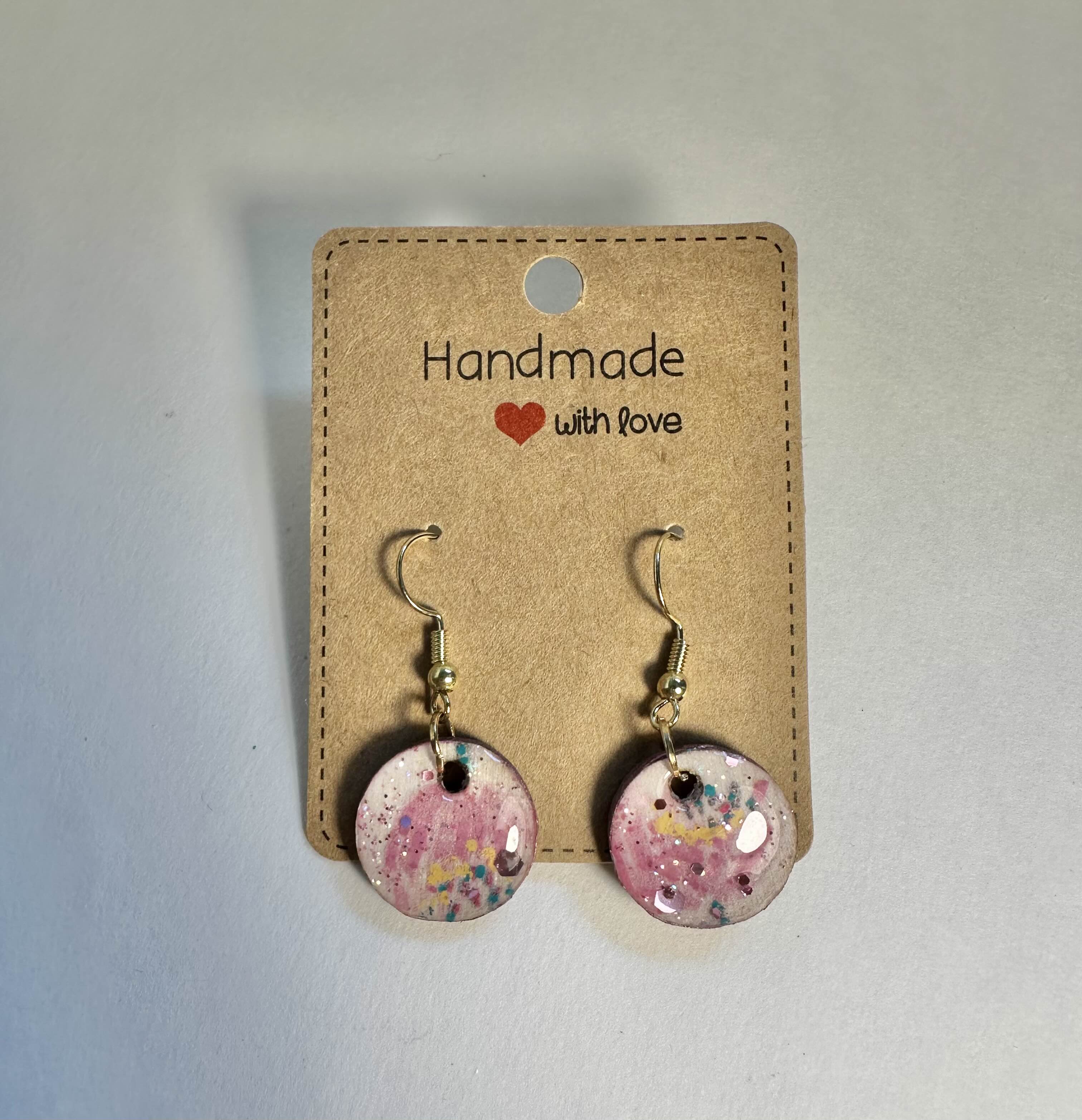 Handmade Pink Resin Earrings